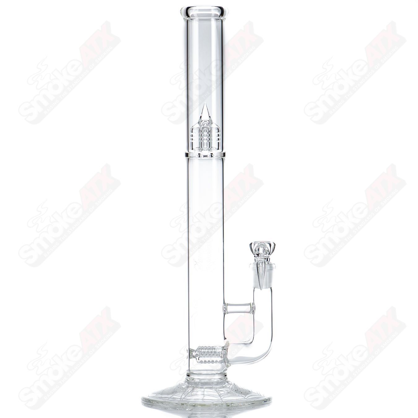 Sovereignty Glass 44x4 straight tube with clear design and Halloween bloodshed pattern, featuring three colorful lines on the glass.