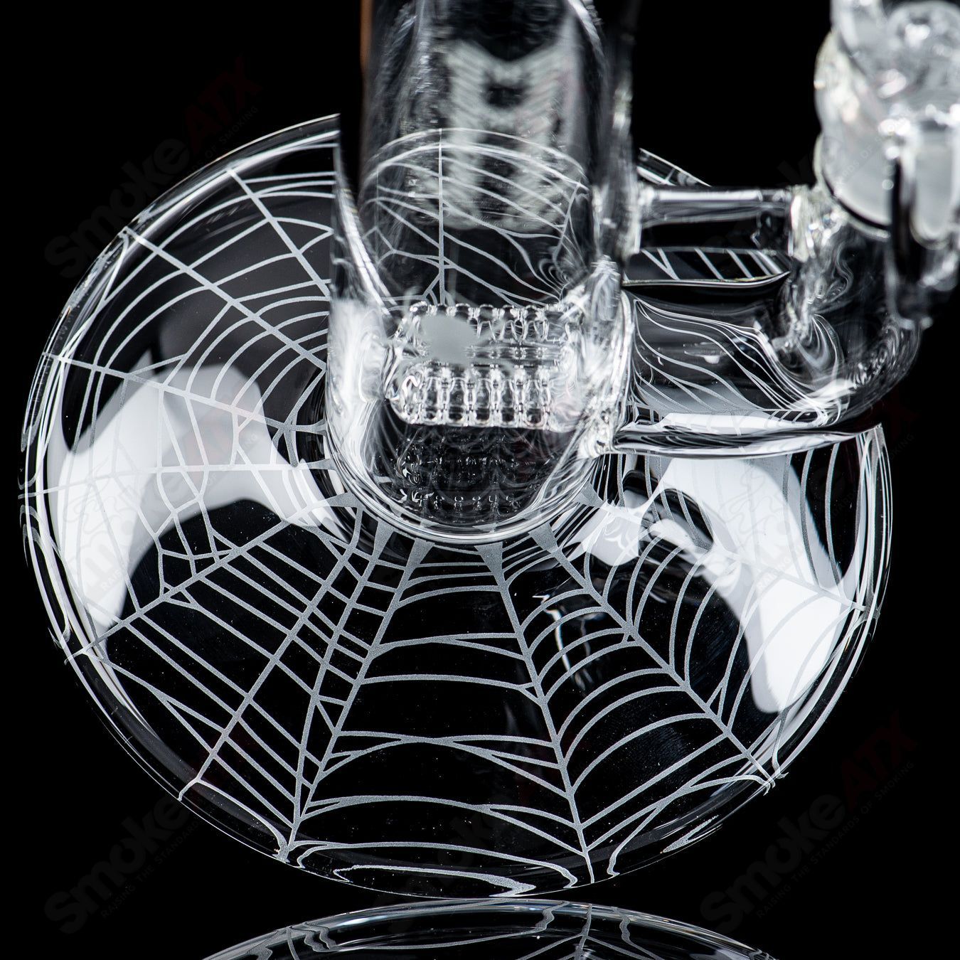 Clear glass straight tube with Halloween and bloodshed pattern by Sovereignty Glass, featuring three colorful lines and detailed design.