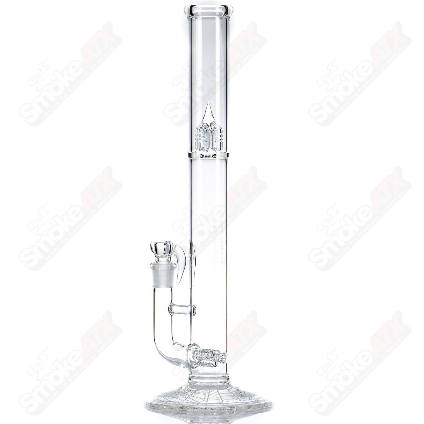 Clear 44x4 Sovereignty Glass straight tube with Halloween bloodshed pattern, featuring three colorful lines and detailed design.