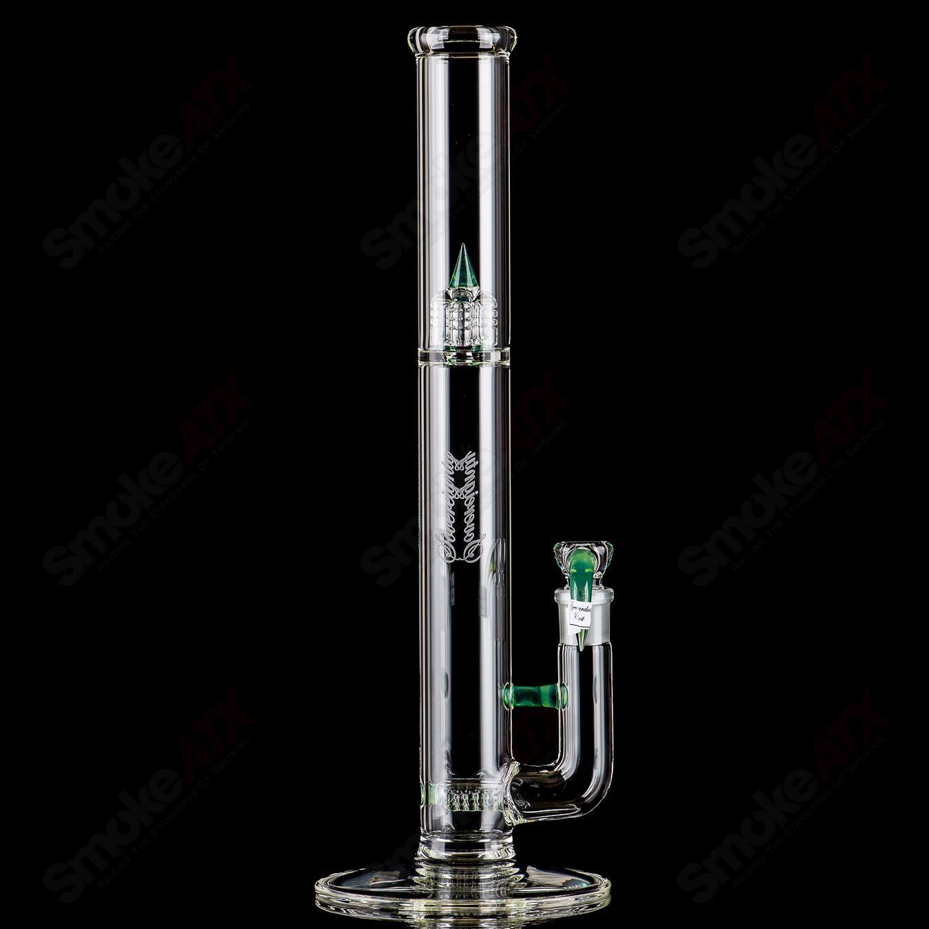 Sovereignty Glass 44x4 DG Stemline Minor Accent straight glass tube with colorful accent design, clear glass body, and straight shape.