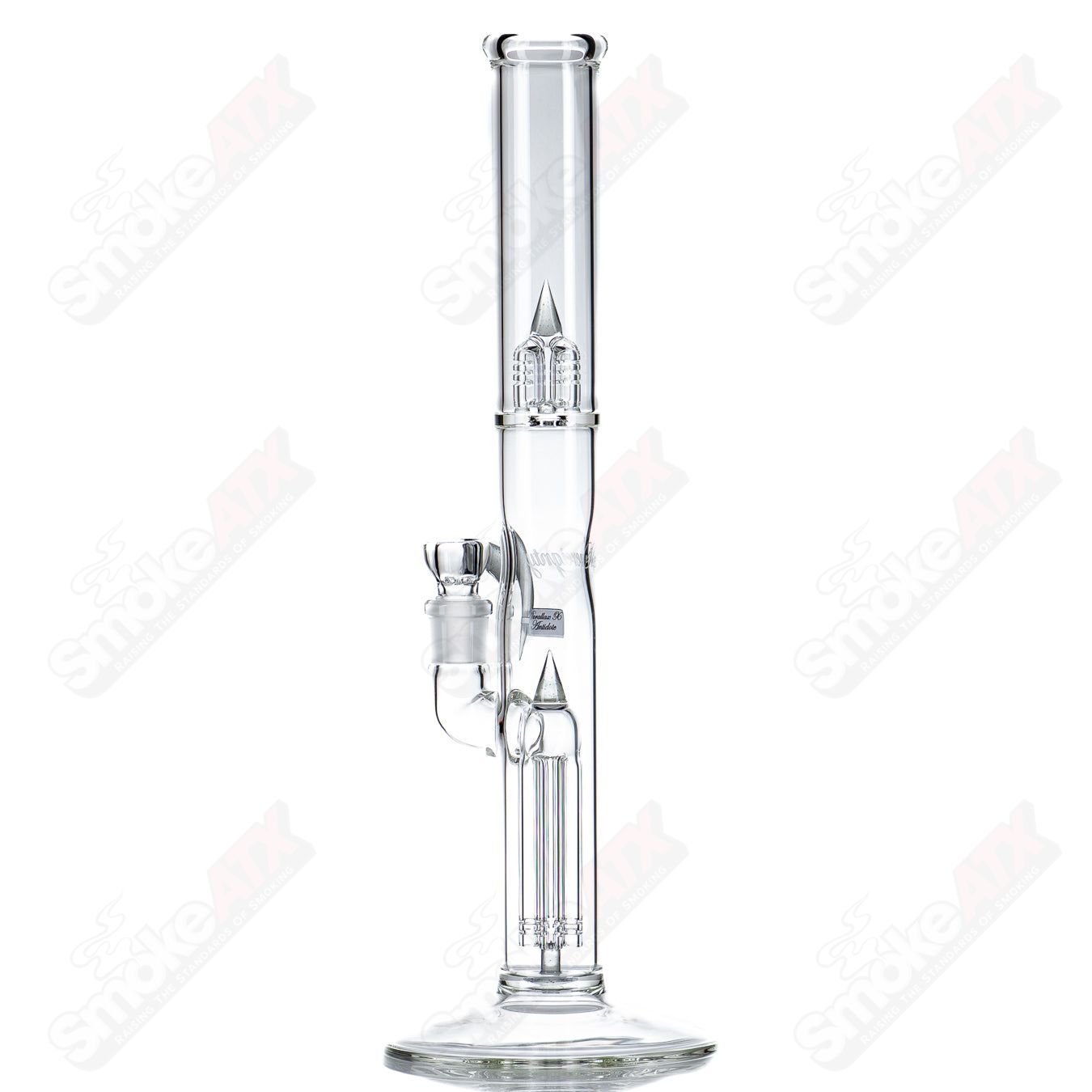 Sovereignty Glass 44x4 fixed straight tube with partial accent and body reduction, clear heady glass smoking pipe.