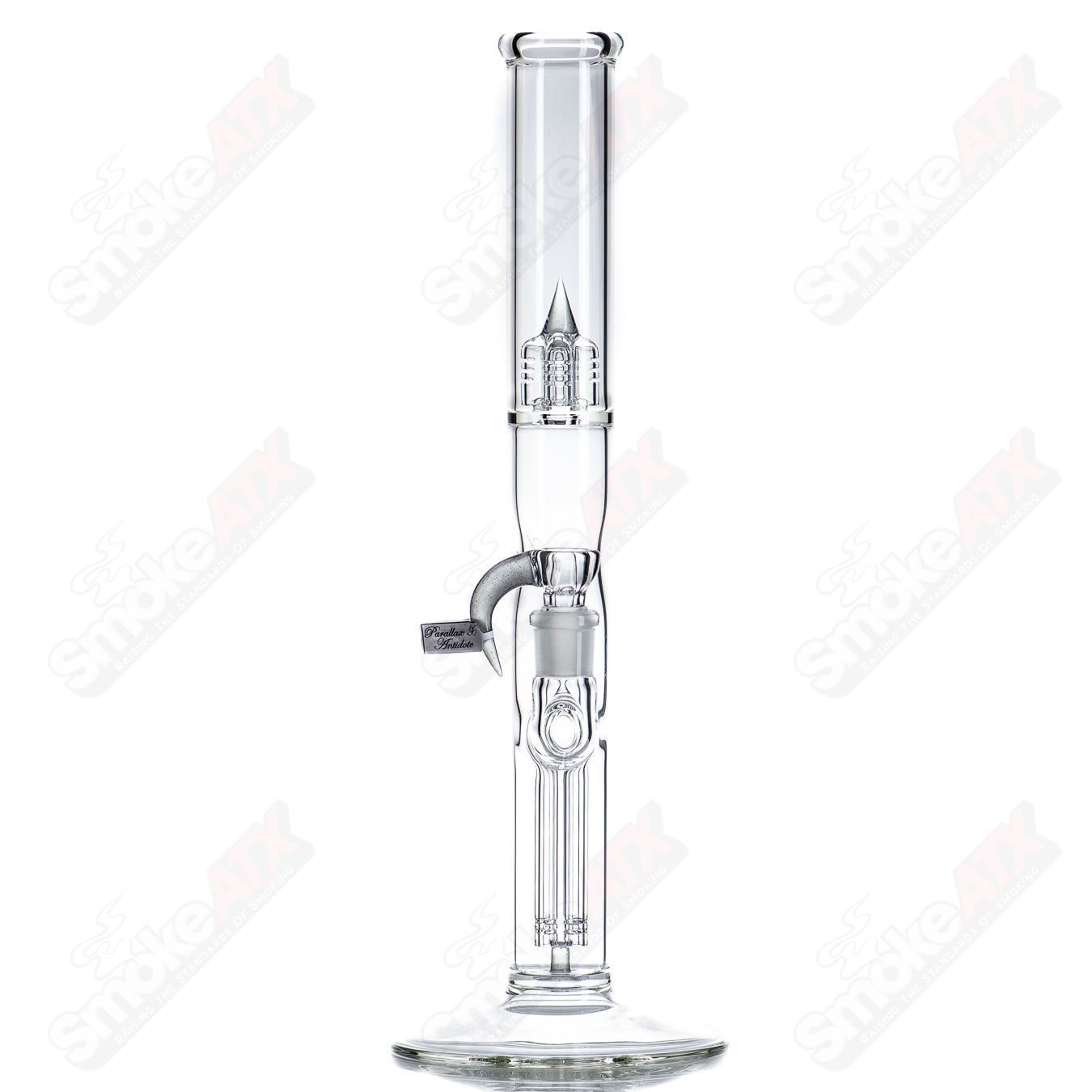 Sovereignty Glass 44x4 fixed straight tube with partial accent and body reduction, clear glass with subtle design details
