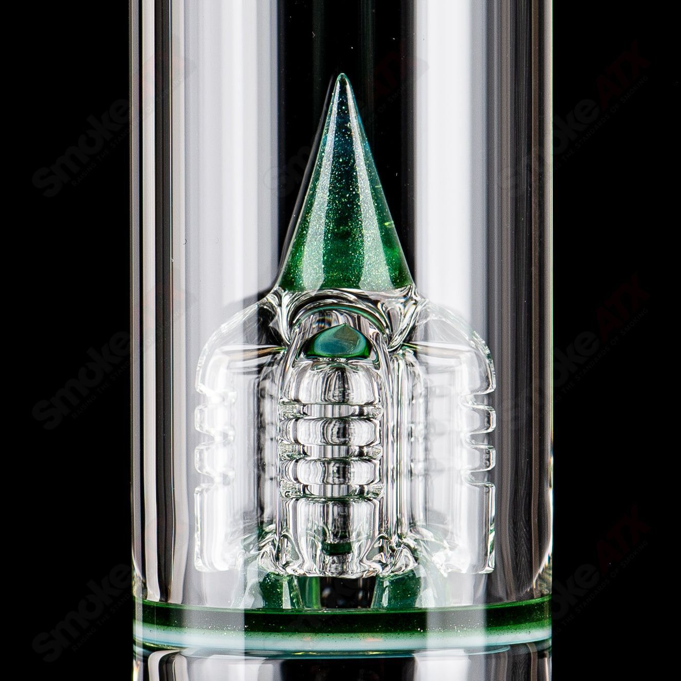 Sovereignty Glass 44x4 G-Line Partial Accent straight tube with body reduction, Millie and Seal accents, clear glass design.