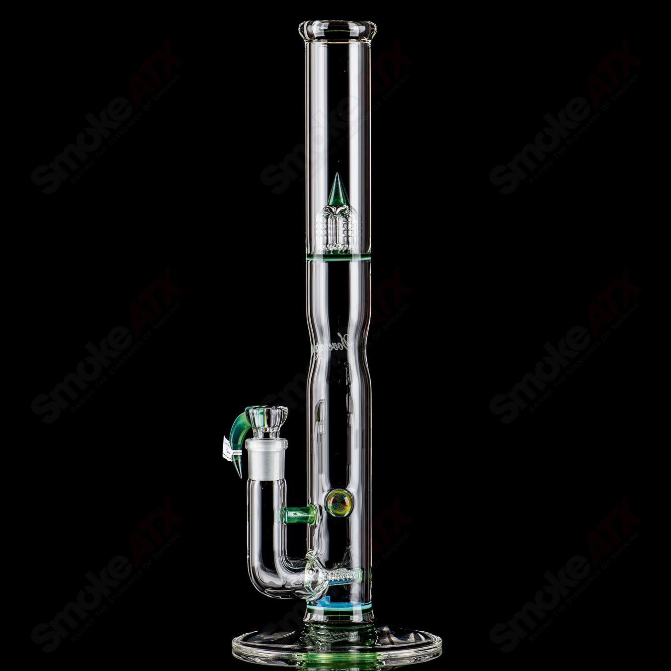 Sovereignty Glass 44x4 G-Line partial accent straight tube with body reduction, Millie and Seal accents, clear glass design