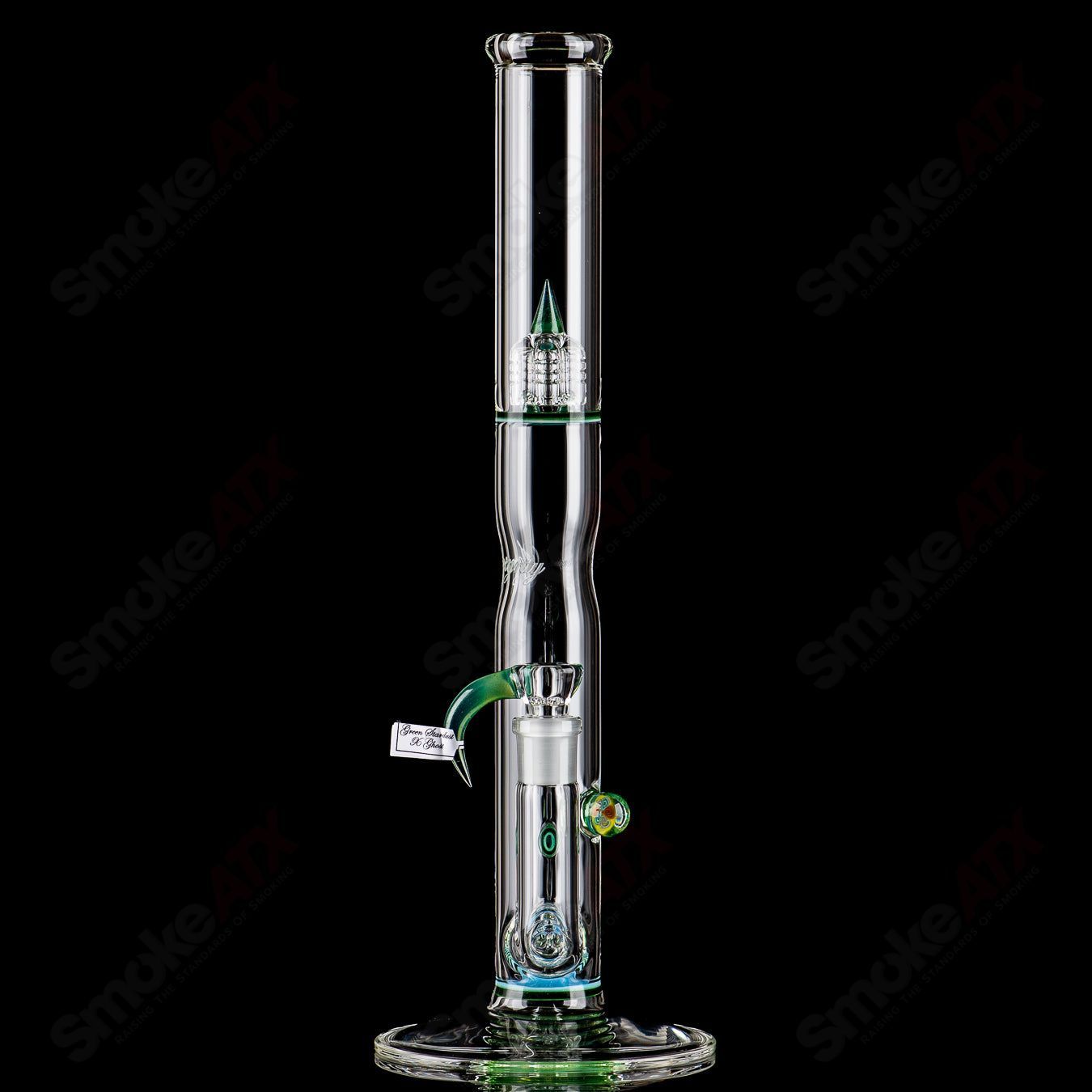 Sovereignty Glass 44x4 G-Line Partial Accent straight glass tube with body reduction, Millie and Seal accents.