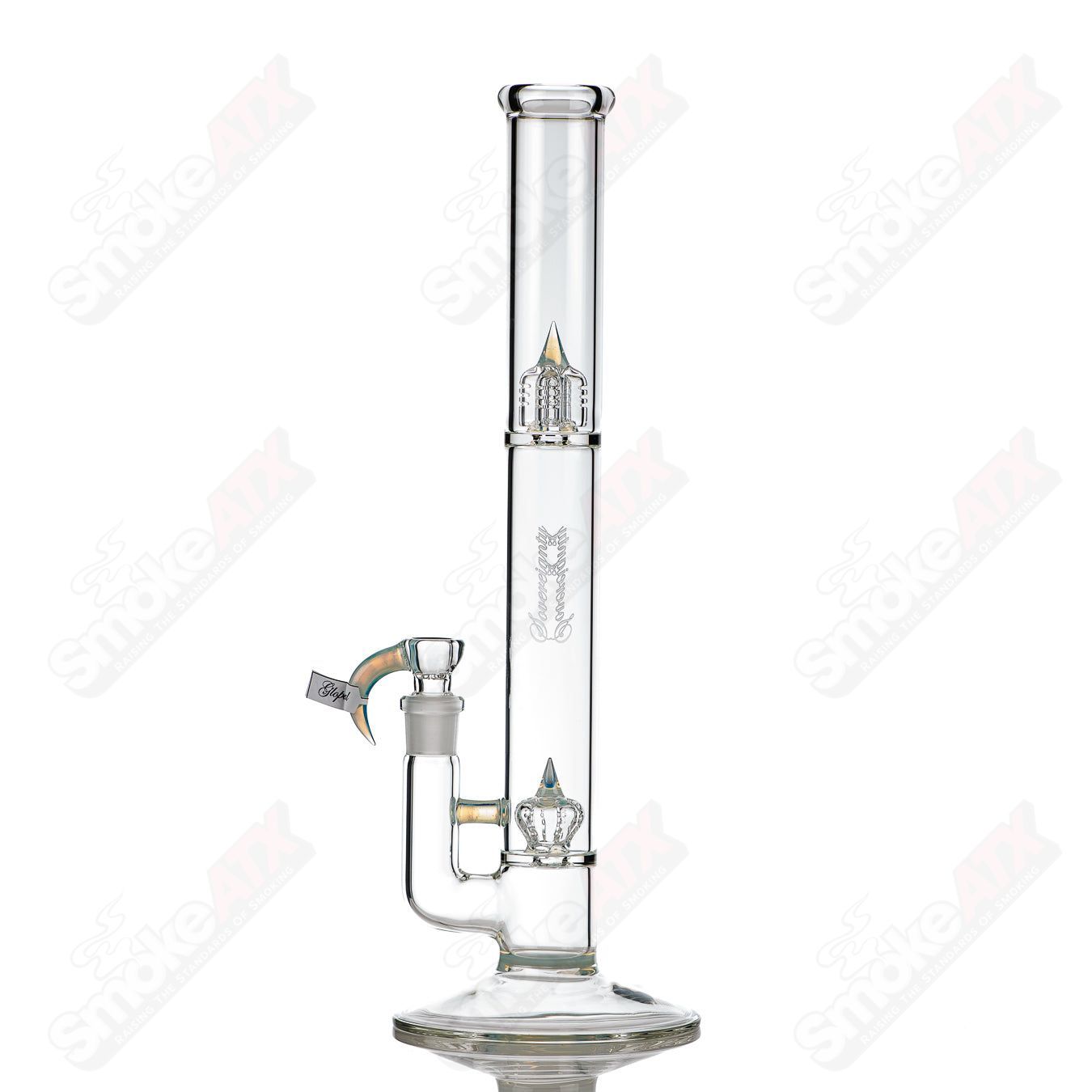 Sovereignty Glass 44x4 Imperial Partial Accent Straight Tube in clear glass, detailed with partial accent design.