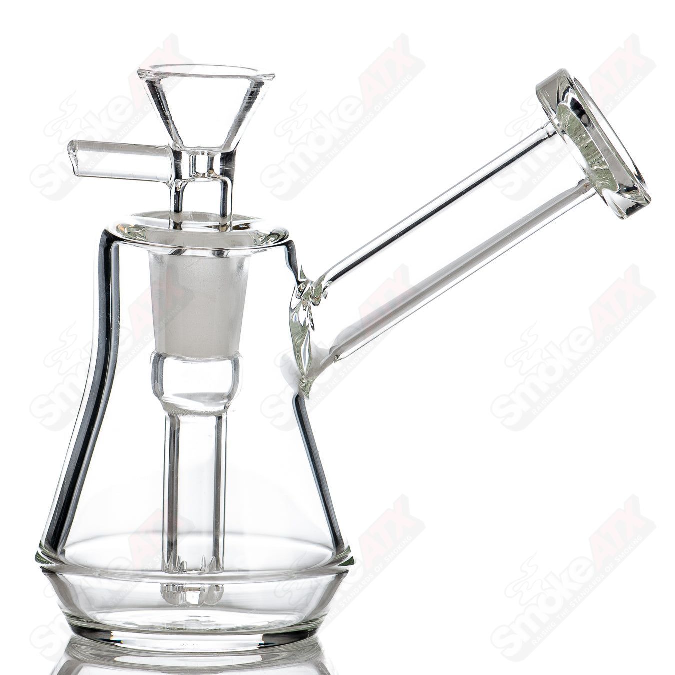 Clear 4.5" mini banger hanger rig by Diamond Glass, showcasing intricate design and compact size for concentrate use.