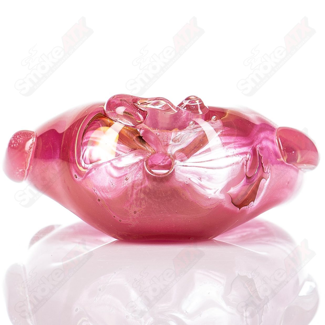 Glass Goddess Pipe by Nobody, clear glass with intricate goddess design, showcasing detailed craftsmanship and smooth shape.