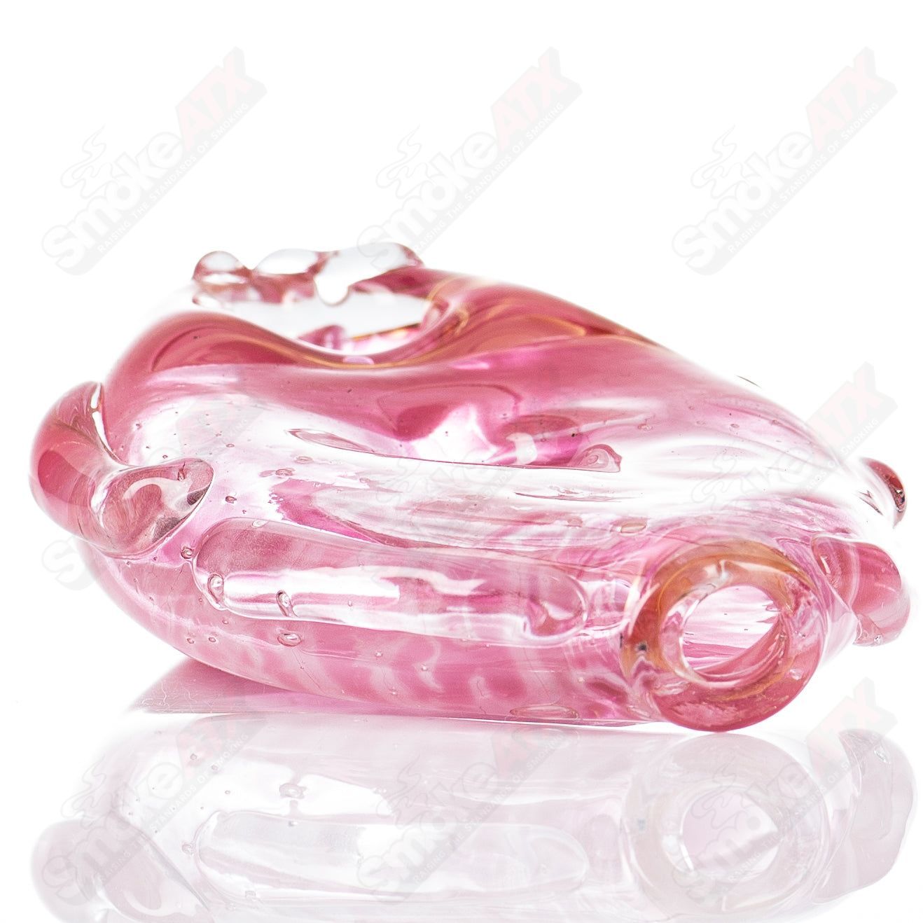 Glass pipe called Goddess by Nobody, with intricate design and clear glass construction for smoking.