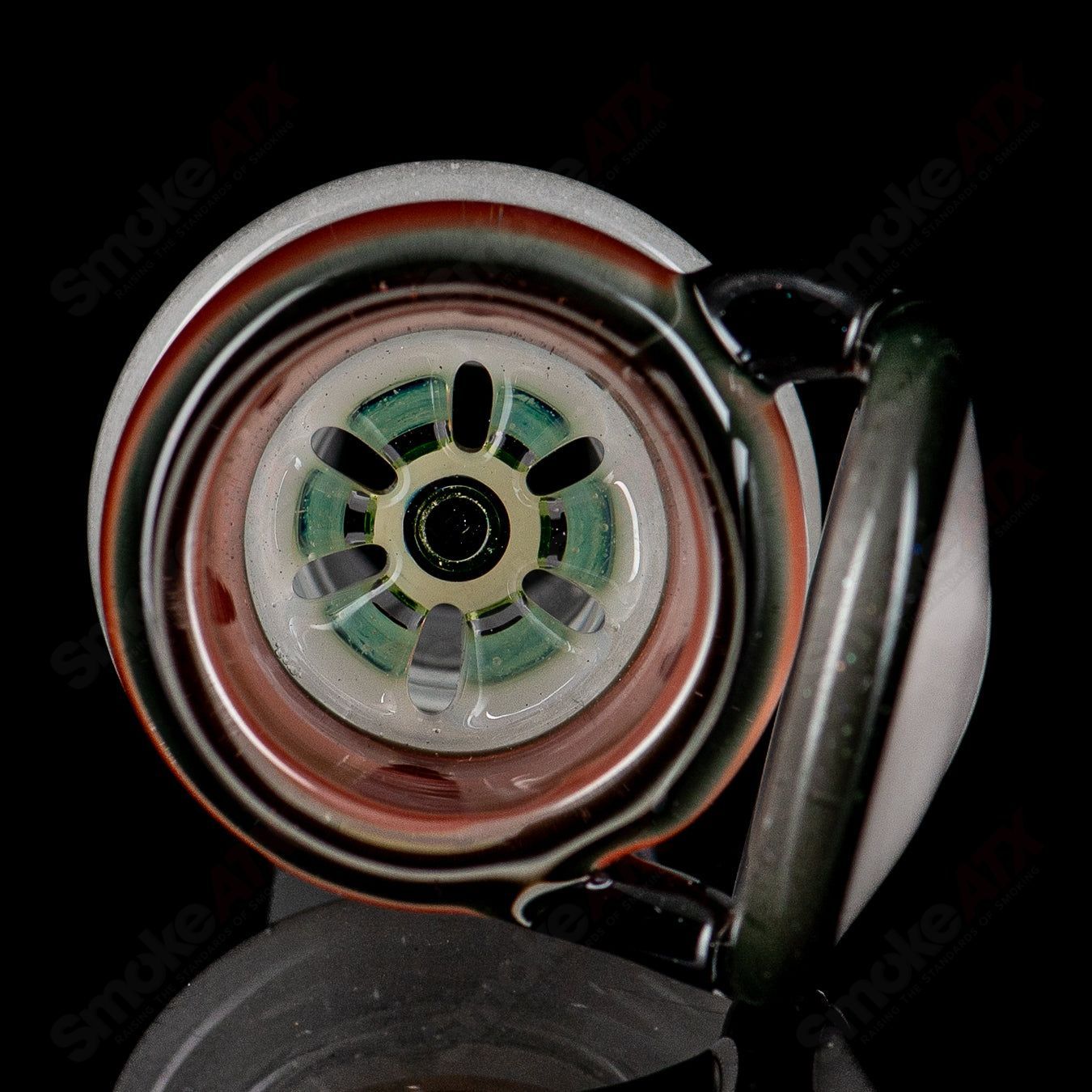 Mobius 45 T V1 Accent Waterpipe made of glass with sleek design, featuring intricate details and a clear glass body.