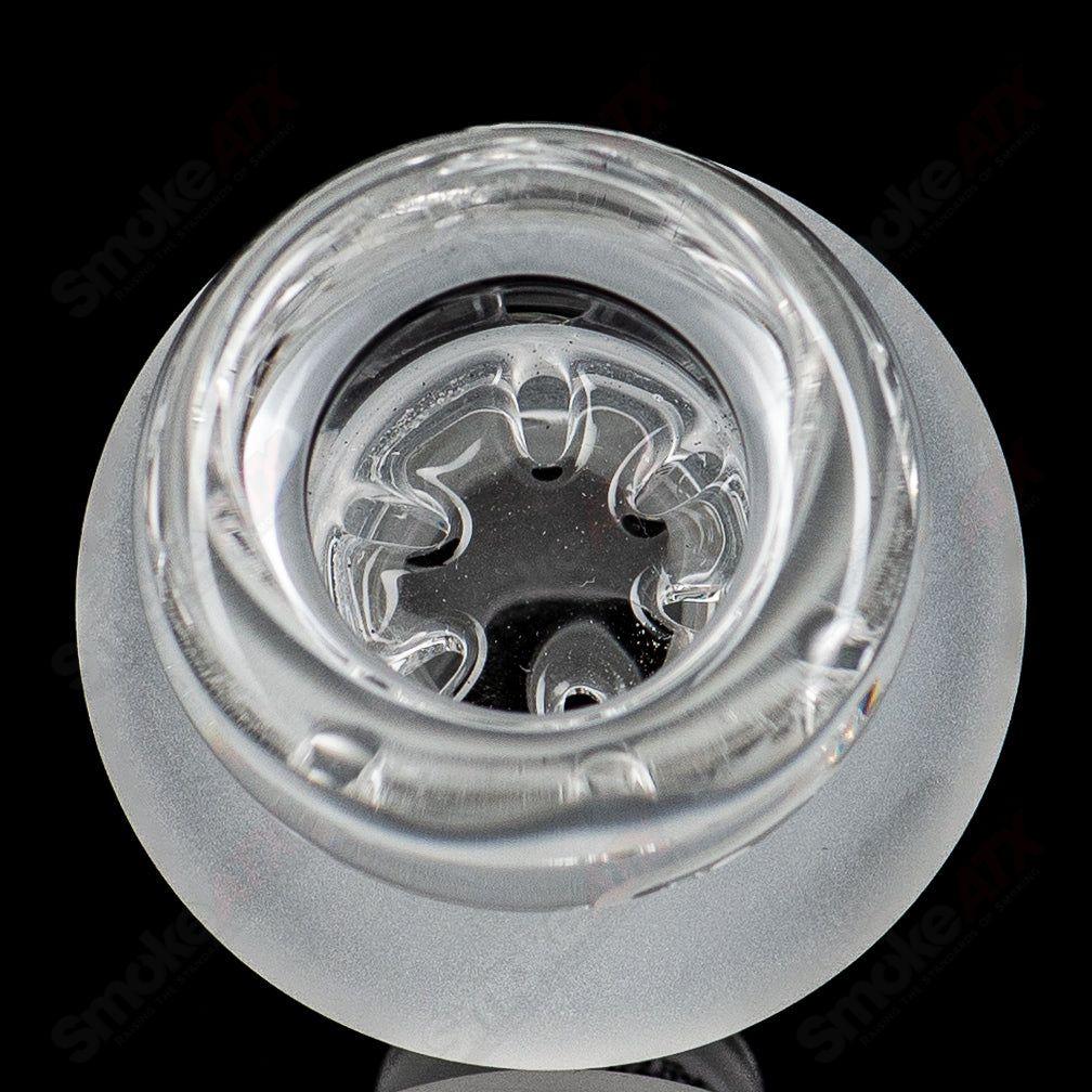 Mobius 45 T V1 Splash Trap Coldworked Glass Waterpipe with intricate design and clear craftsmanship.