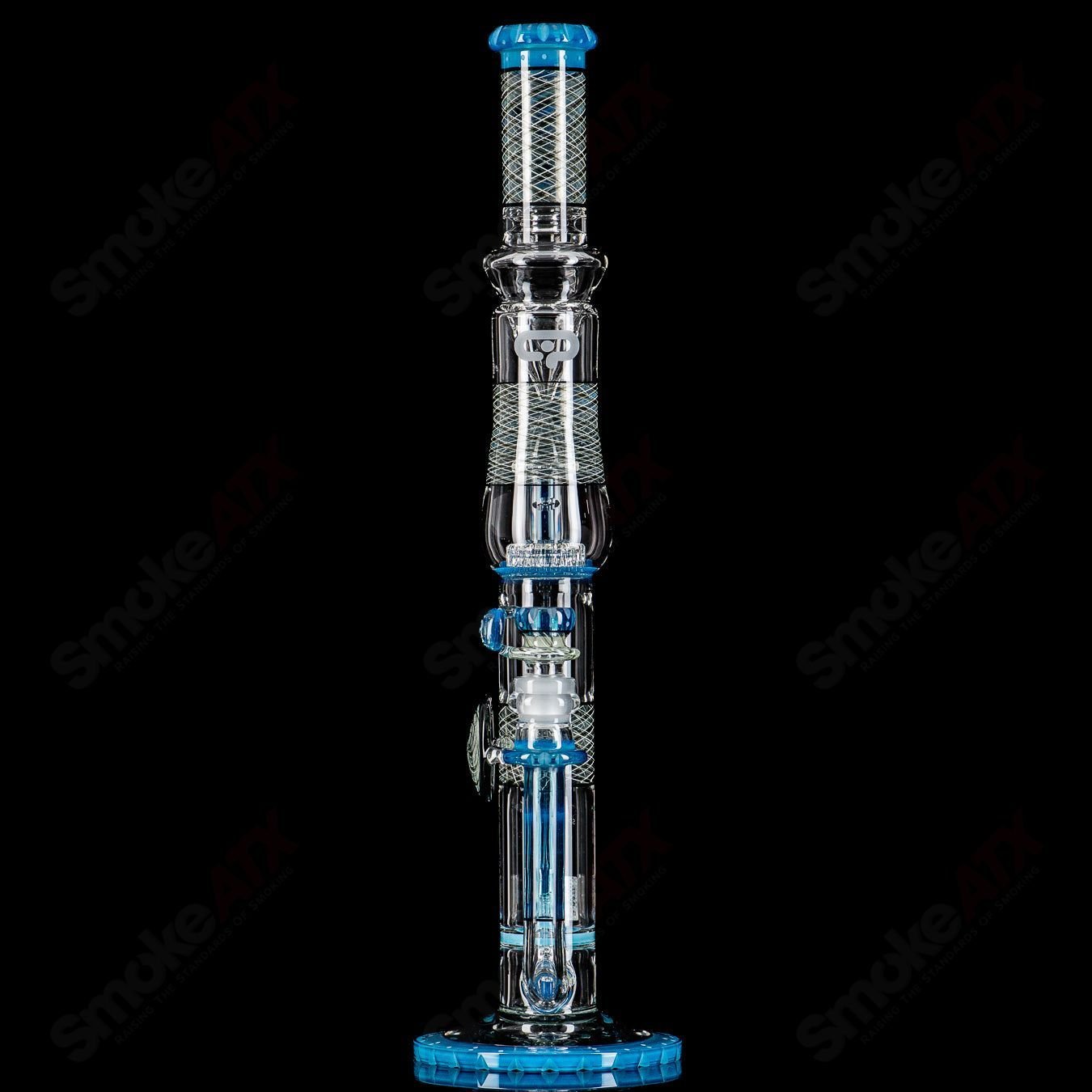 Mobius 45 T V1 glass waterpipe with splashtrap, stereo matrix, and matrix circle elements for 2025.