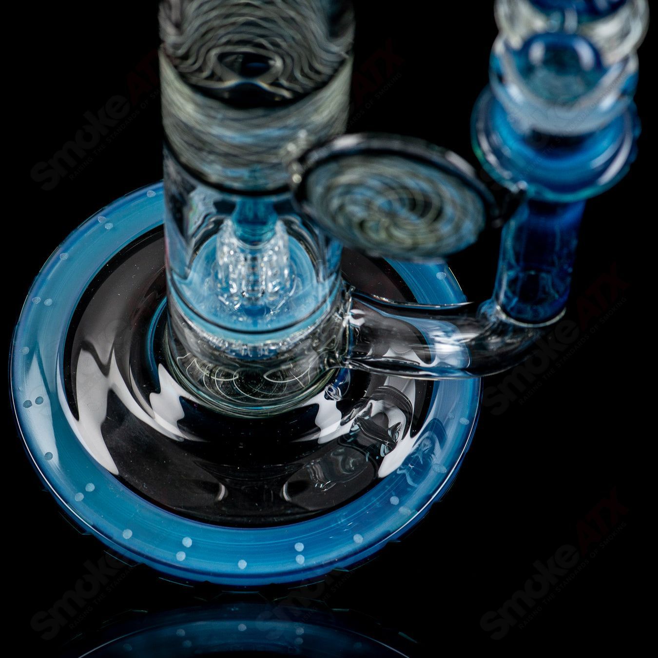 Mobius 45 T V1 glass waterpipe with splashtrap, stereo matrix, and matrix circle elements, 2025 model.