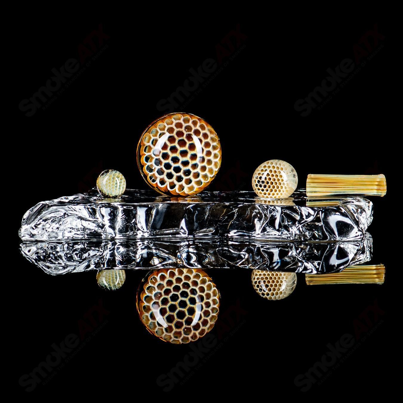 4pc Honeycomb Slurper Set by Joe P Glass - Smoke ATX