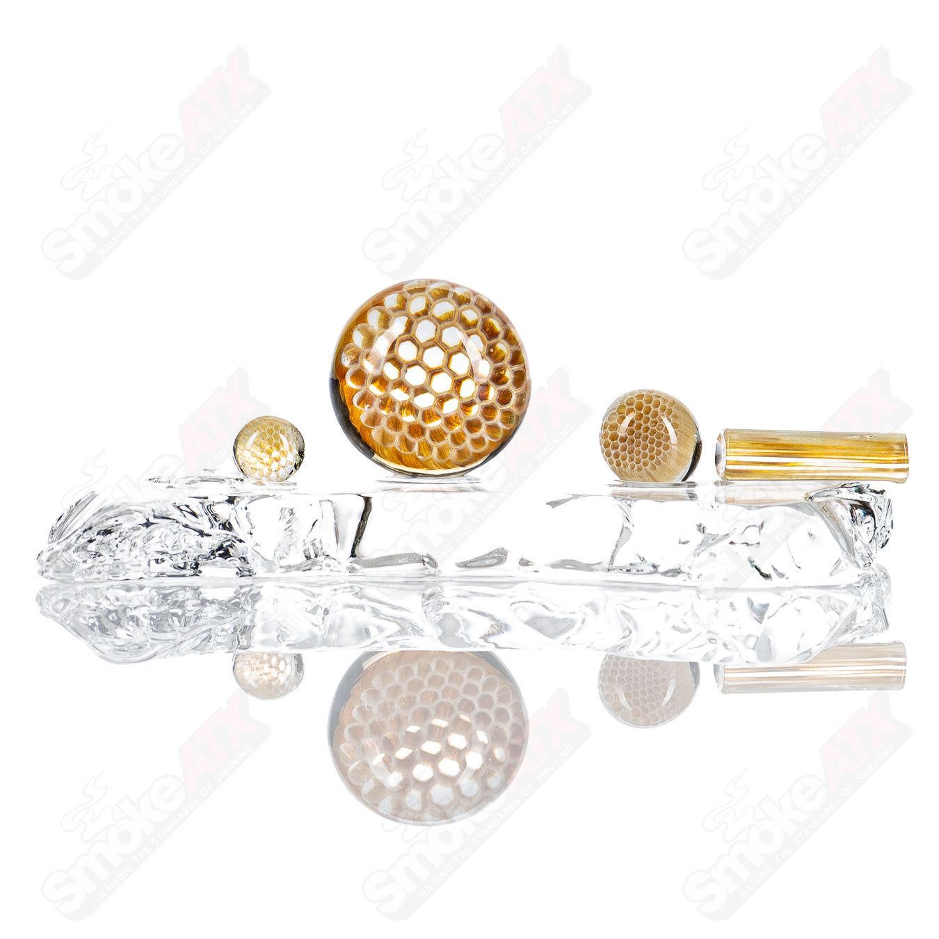 4pc Honeycomb Slurper Set by Joe P Glass - Smoke ATX