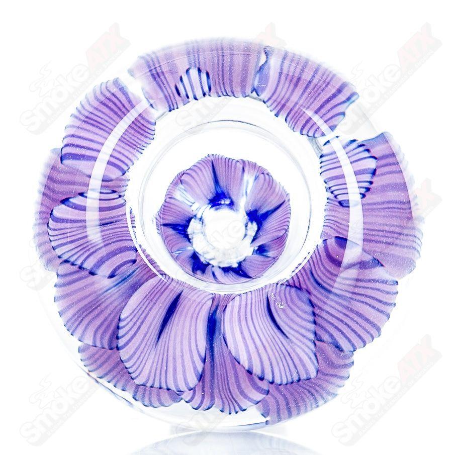 14mm Flower Marble Bowl by Swan Glass, Heady Glass bowl featuring colorful flower and marble design, transparent glass with intricate details.