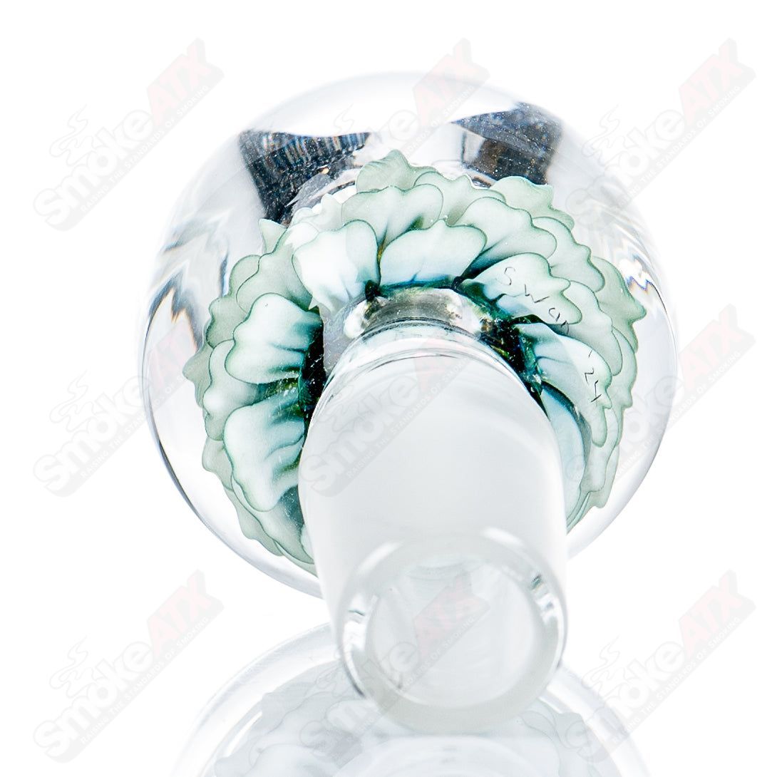 Swan Glass Flower Marble Bowl, 18mm heady glass bowl with colorful flower marble design for smoking accessories.