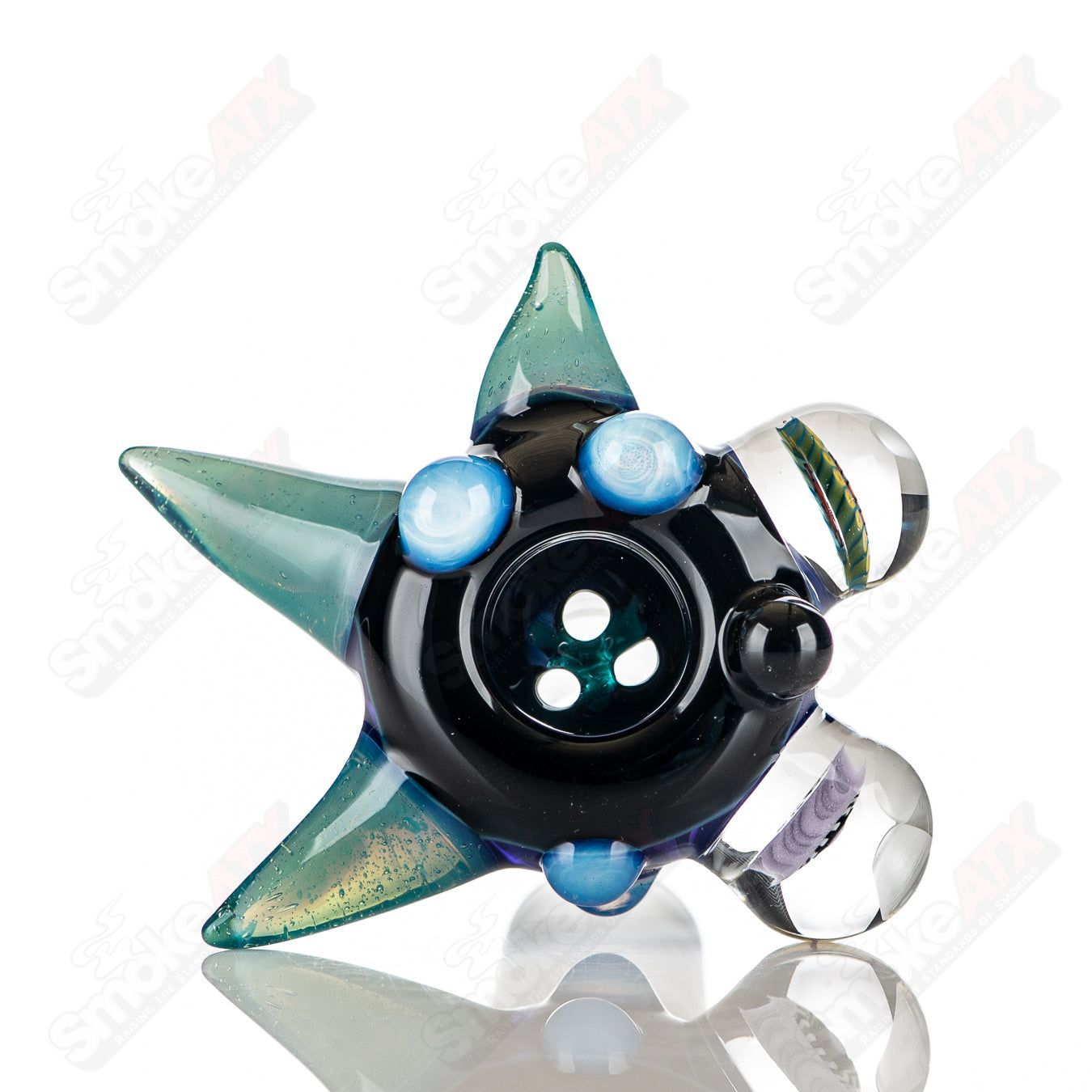 Colorful JMass 19mm Heady Glass Horn Milli Bowl with intricate worked design for smoking accessories.
