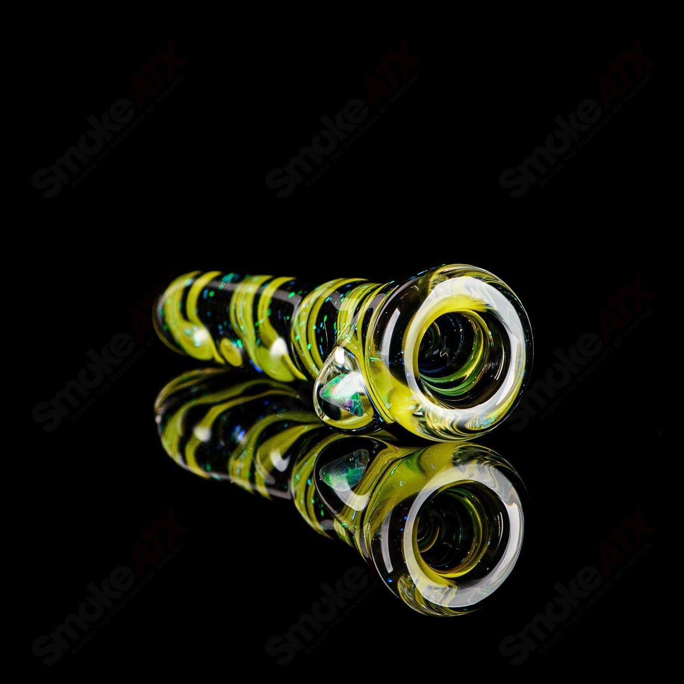 Glass Chillum named #5 Opal Hitter by Rotational Science, featuring colorful opal design and compact, handheld style.