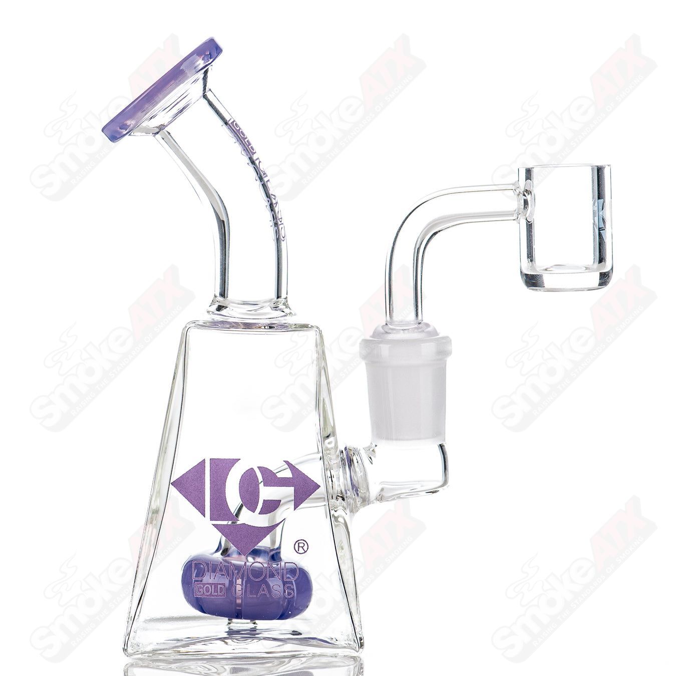 Diamond Glass 5-inch showerhead mini rig for concentrates, featuring a clear glass design with a diamond pattern and compact size.
