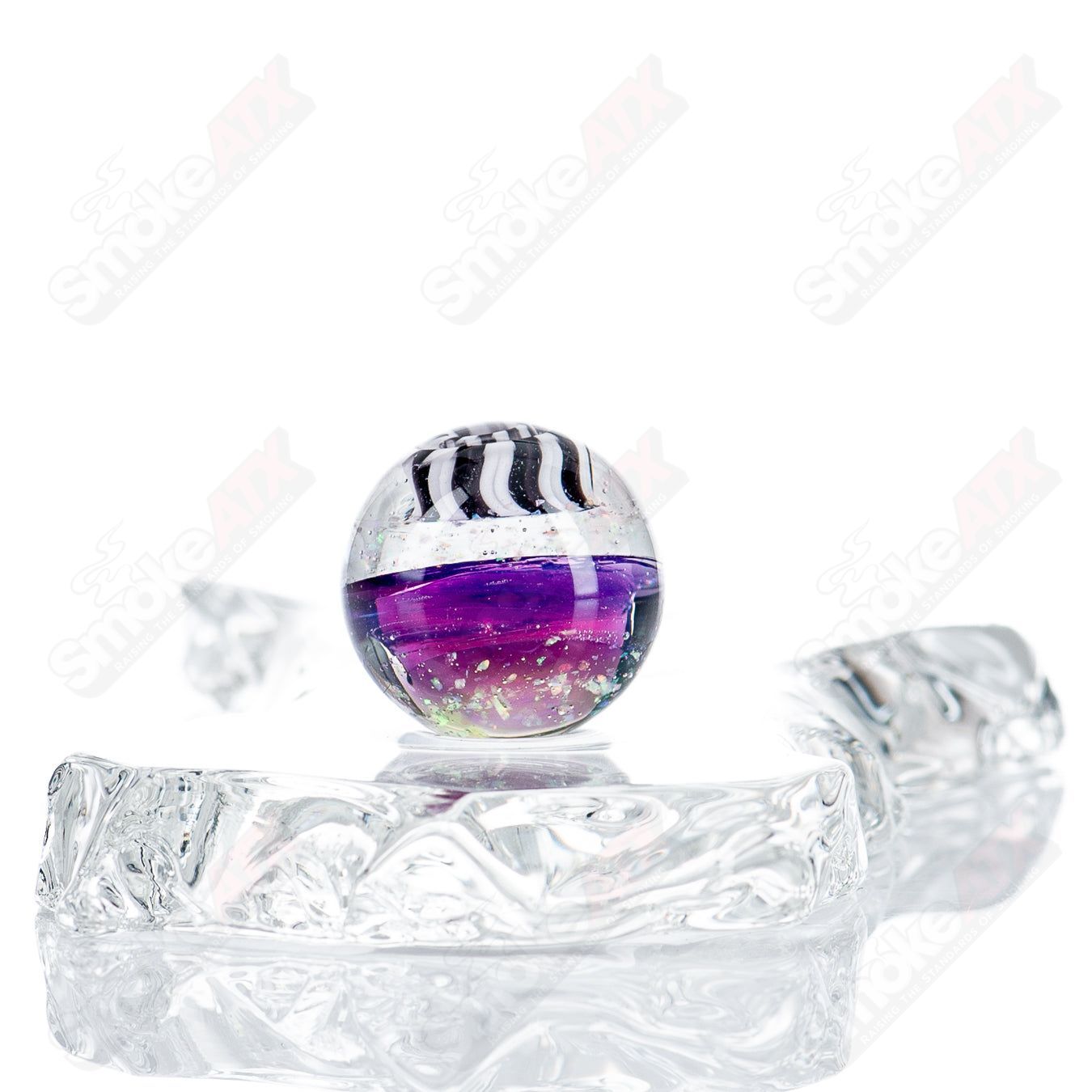 JMass Heady Glass #5 Slurper Marble featuring colorful swirling marble design on clear glass pipe accessory