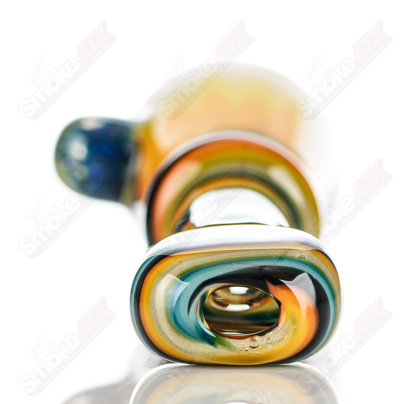 Katy Wright Glass Wig Wag Chillum, colorful heady glass chillum with wig wag pattern, hand-blown art piece for smoking.