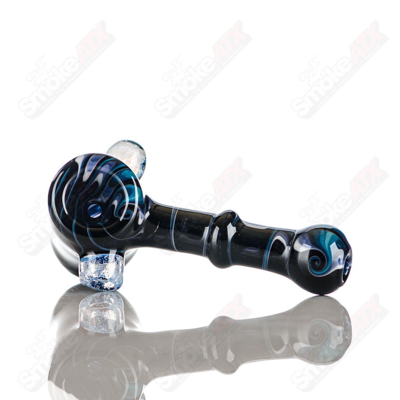 Katy Wright Glass Heady Glass Wig Wag Hammer Dry Pipe with colorful wig wag design and intricate glass details.