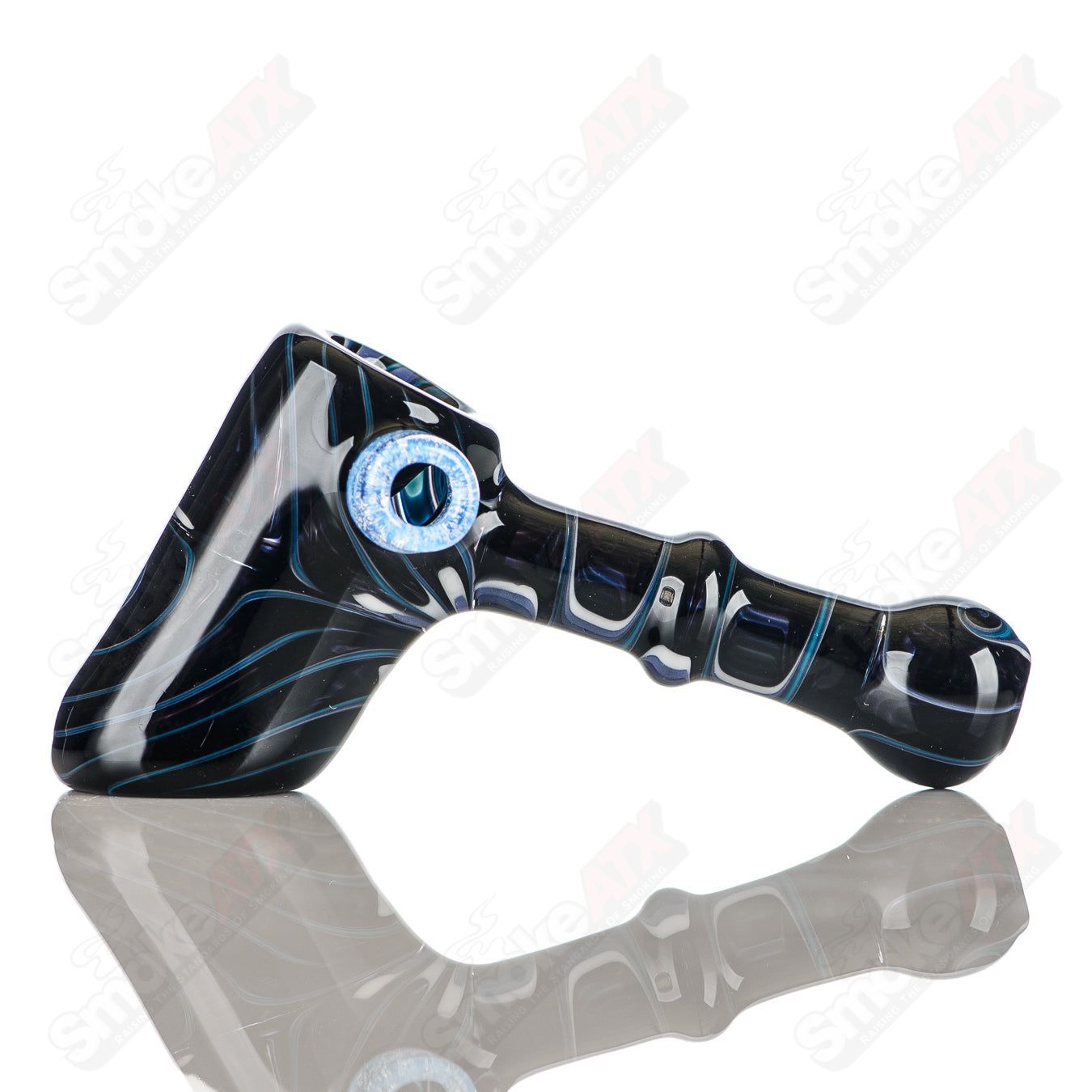 Katy Wright Glass Wig Wag Hammer Dry Pipe, colorful hand pipe with vibrant wig wag pattern and textured hammer design.