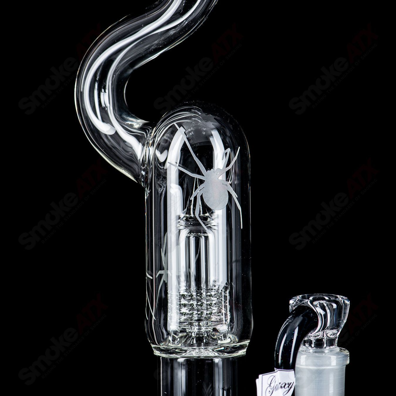 Sovereignty Glass 50mm Grid Dome 360 Stemline with minor accent, natty neck, and Halloween pattern heady glass piece.