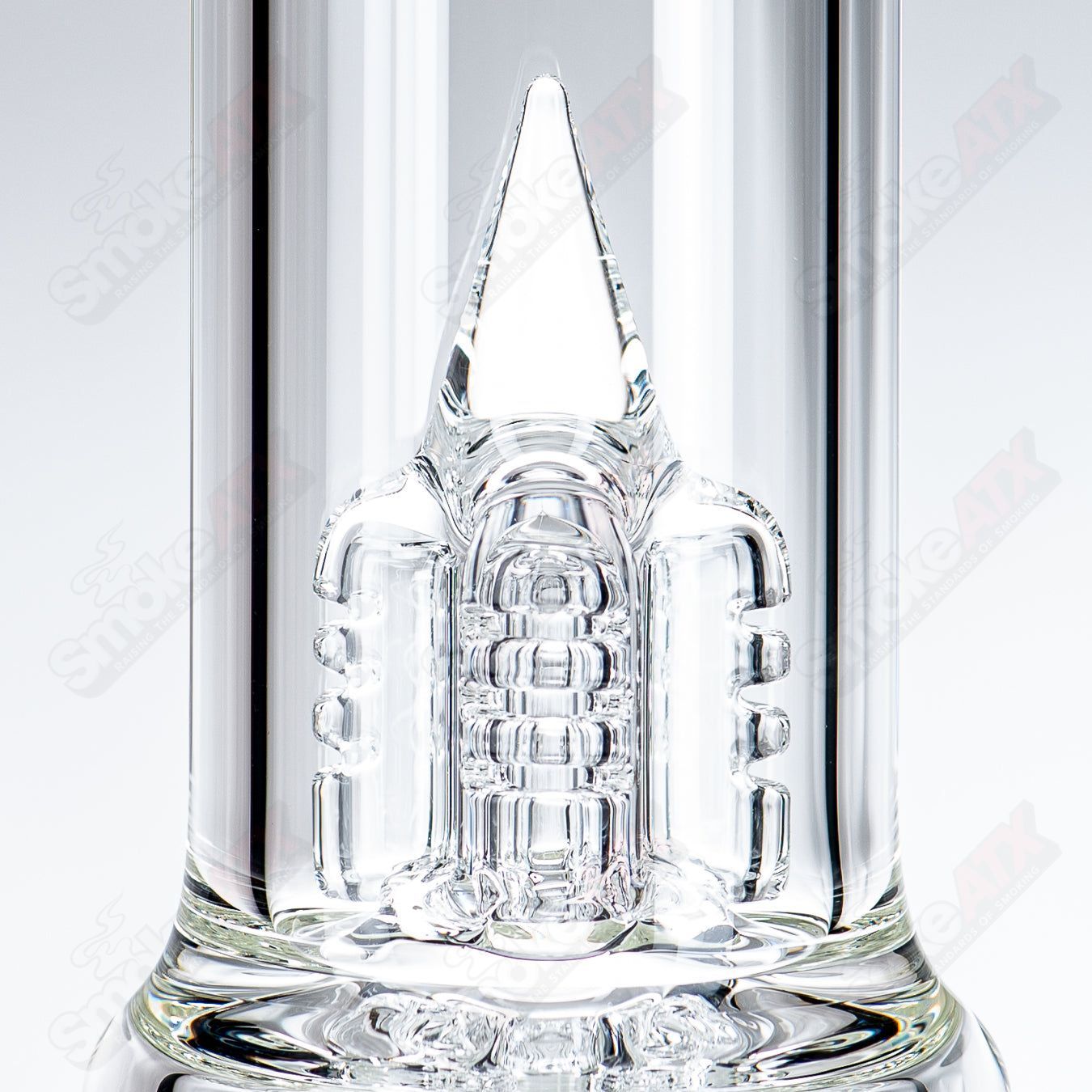 Sovereignty Glass 50mm Grid Dome Straight Tubes with 3-Cut 360 Stem, straight neck, and splash guard for smooth smoking experience.