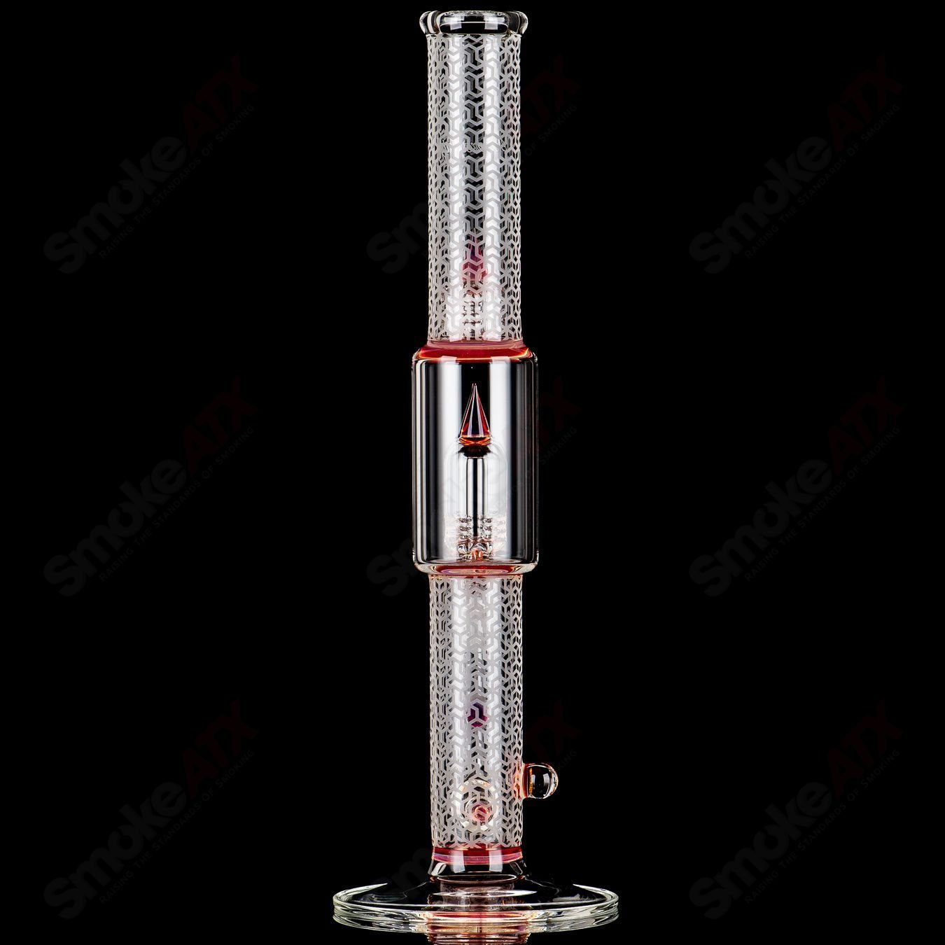 Sovereignty Glass 50mm Grid Dome Straight Tube with 3Cut 360 Stemline, Partial Accents, Millie Pattern, Blasted Finish.