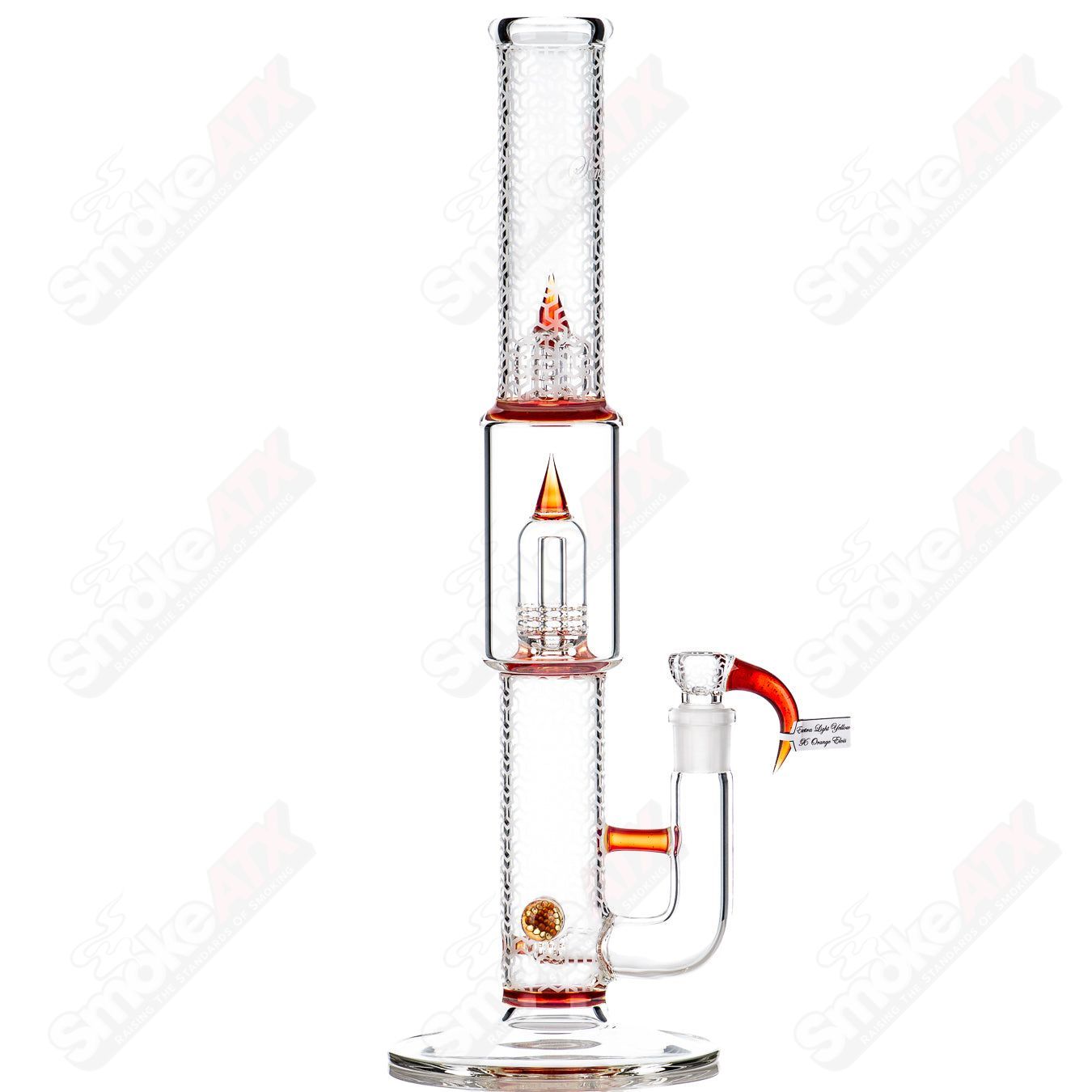 Sovereignty Glass 50mm Grid Dome straight tube with 3-cut design, stemline accents, Millie pattern, and pattern blasted finish.