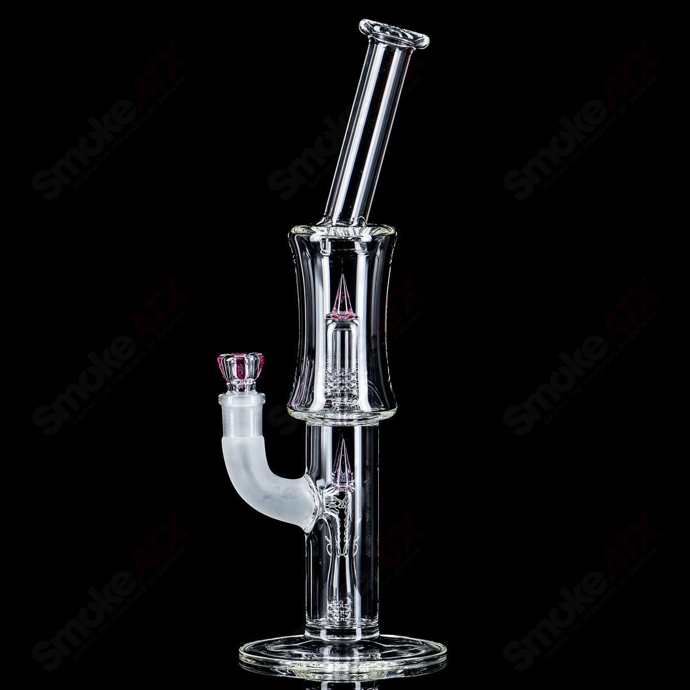 Sovereignty Glass 50mm Grid Dome Fixed 180 Minor Accent heady glass straight tube with bent neck and detailed design.