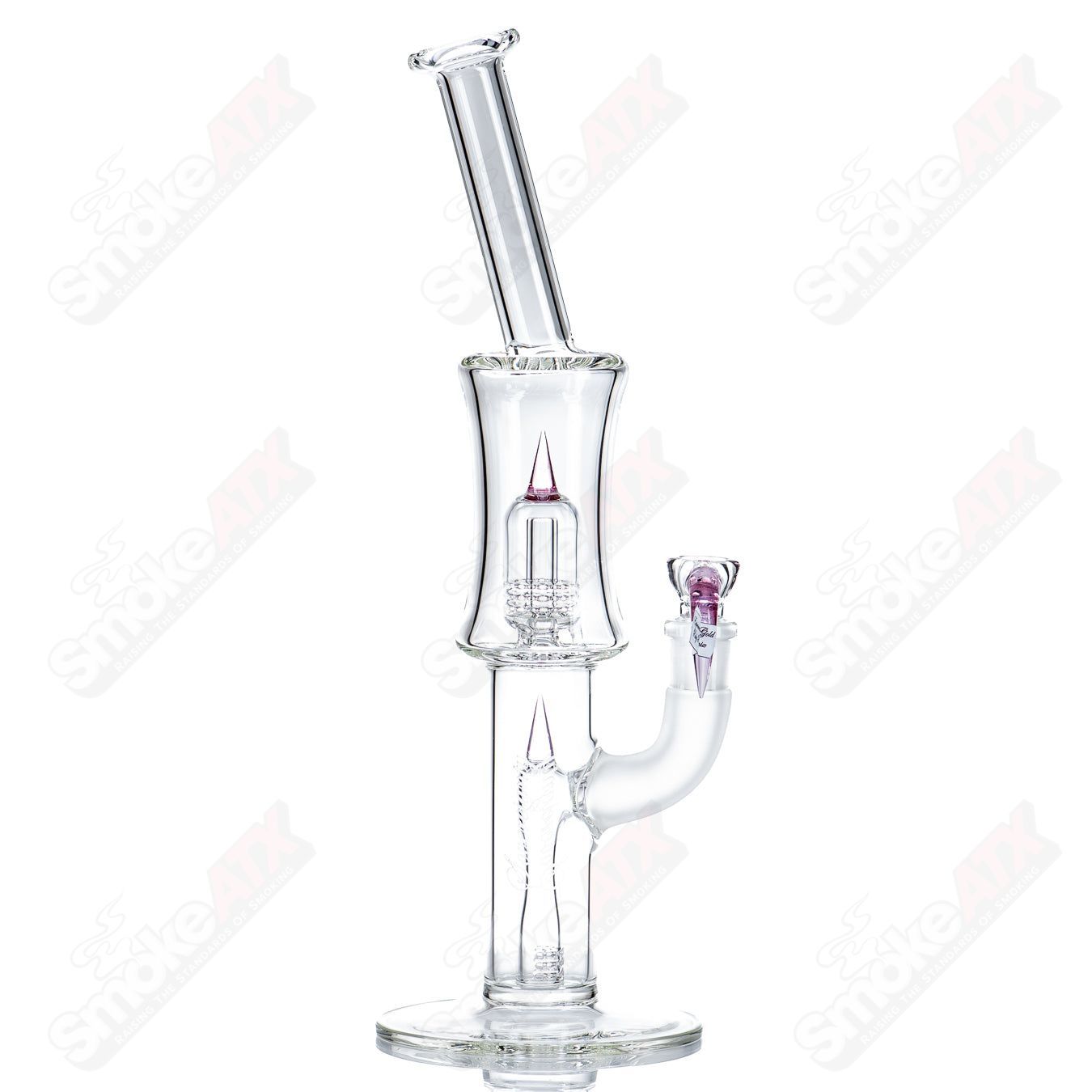Sovereignty Glass 50mm Grid Dome Fixed 180 Minor Accent with Bent Neck, straight tube heady glass piece.