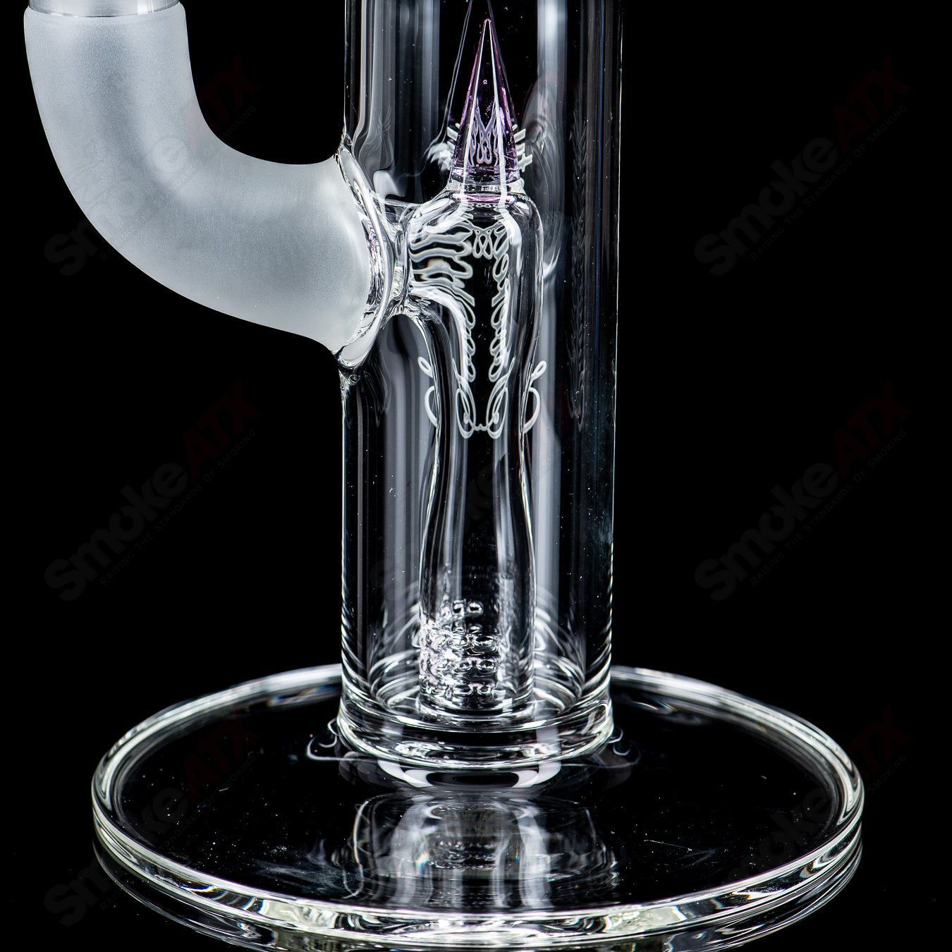Sovereignty Glass 50mm Grid Dome Fixed 180 Minor Accent straight tube with bent neck, clear heady glass art piece.