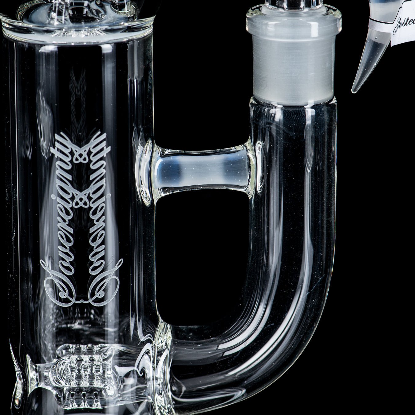 Heady glass 50mm Grid Dome Mini3 with full accent and Natty Neck design by Sovereignty Glass, showcasing intricate glasswork and detailing.