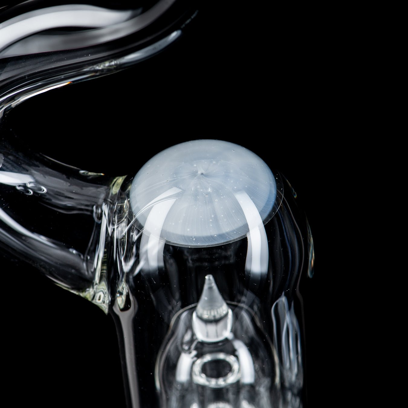 Sovereignty Glass 50mm Grid Dome Mini3 with full accent and natural neck, heady glass product showcasing intricate design details.