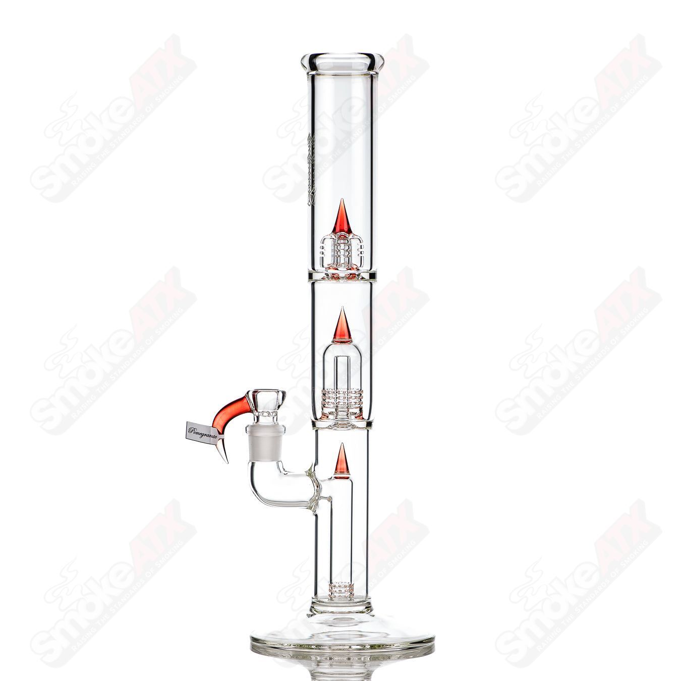 Sovereignty Glass 50mm Mini Grid Dome with fixed 360 straight neck and splash guard in pomegranate color, straight glass tube.