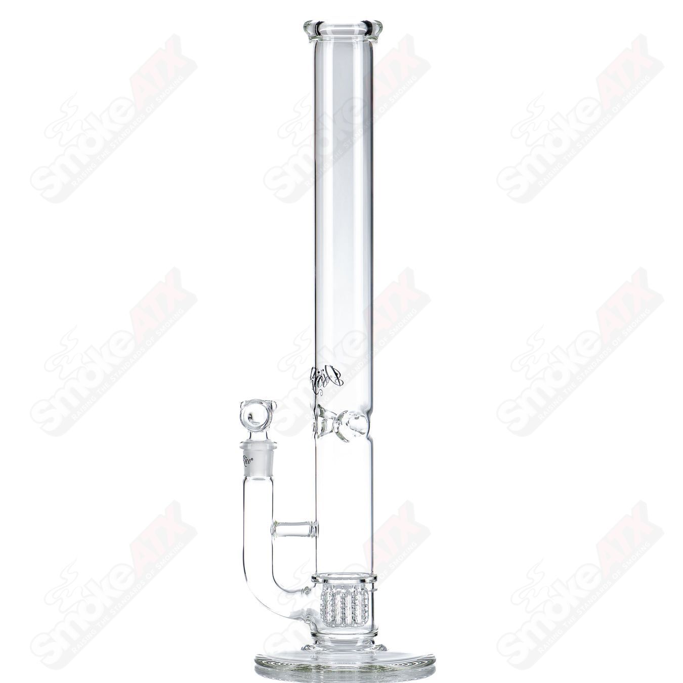 Glass waterpipe by Dirty Rico featuring a 50mm straight design with Apocoline perc for smooth, filtered smoking.