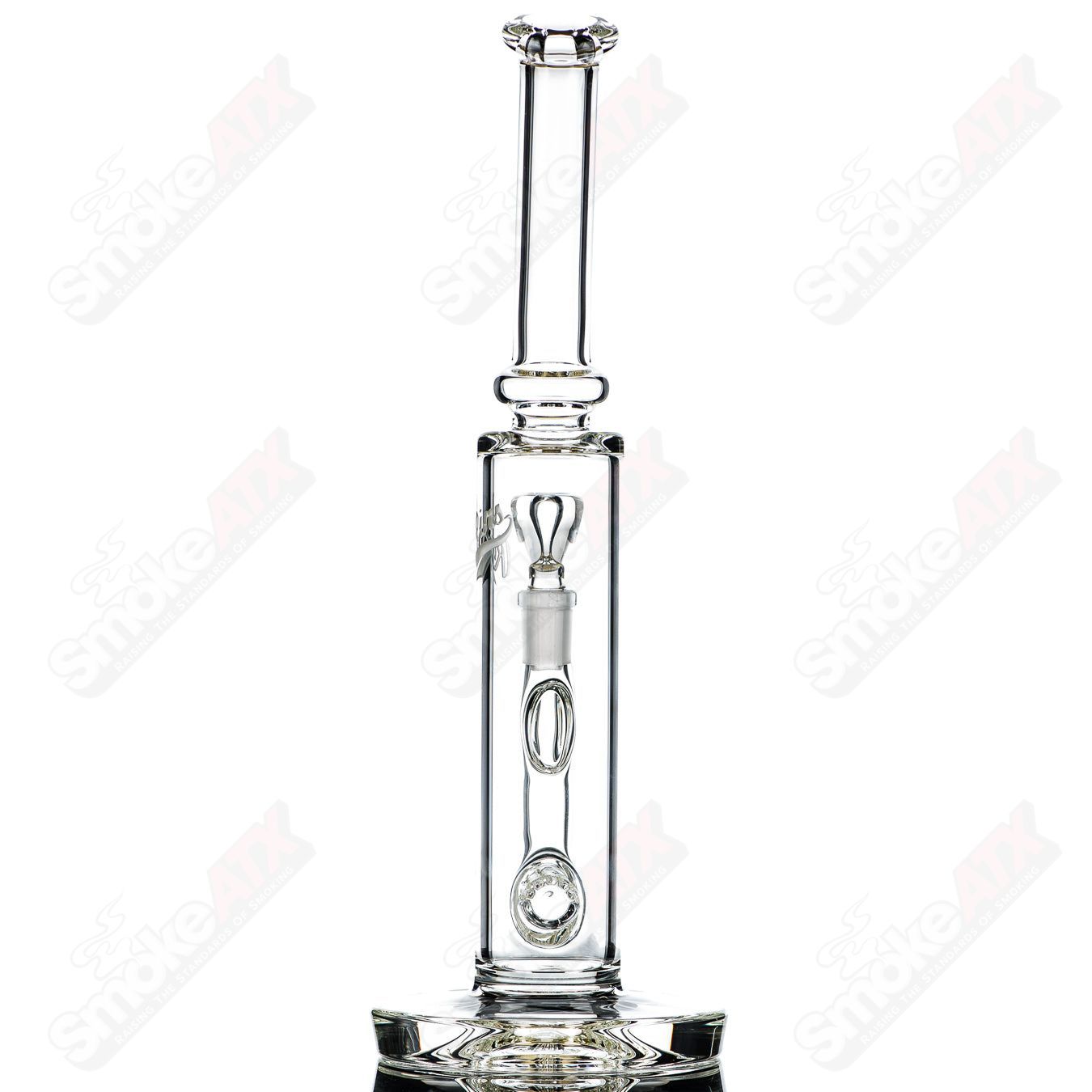 50mm UV Horizonline Straight Tube by Rawlin's Glass, colorful heady glass with vibrant UV-reactive design and clear glass sections.