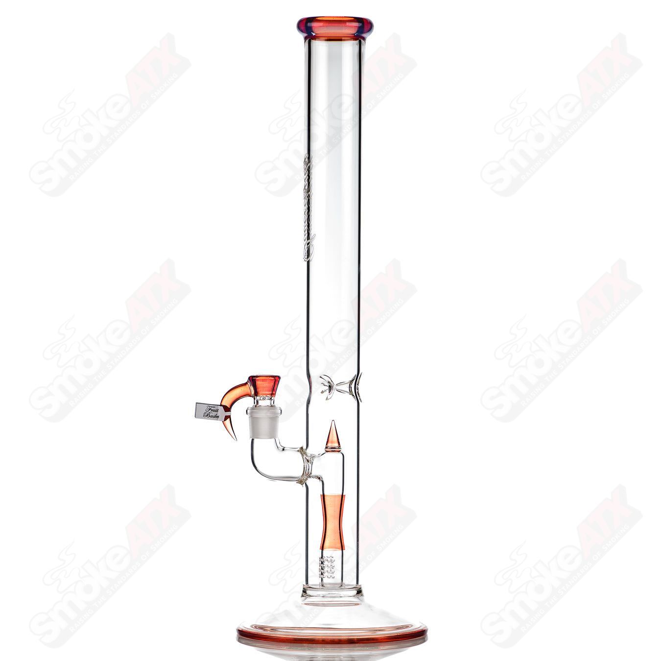 Sovereignty Glass 50x0 Fixed 180 Full Accent Fruit Basket straight tube with accented perc reduction, clear glass design.