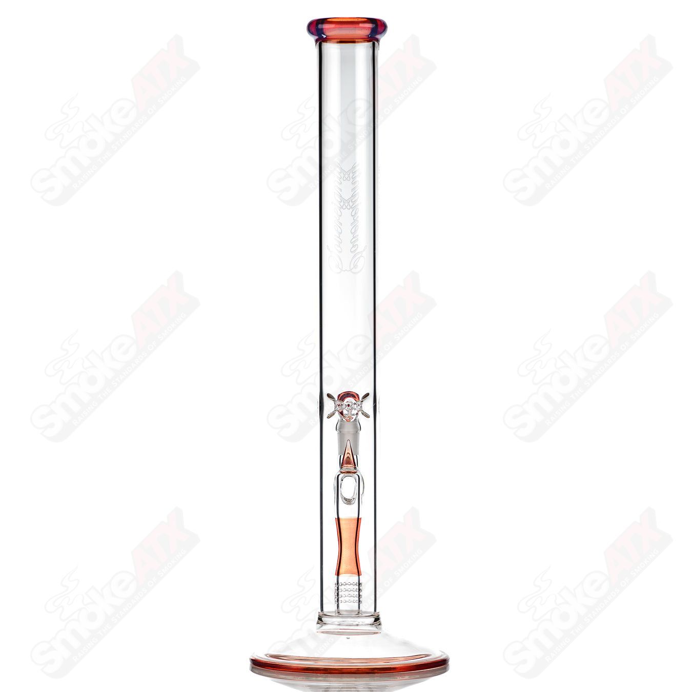 Sovereignty Glass 50x0 Fixed 180 Full Accent Fruit Basket Straight Tube with accented perc reduction for enhanced filtration.