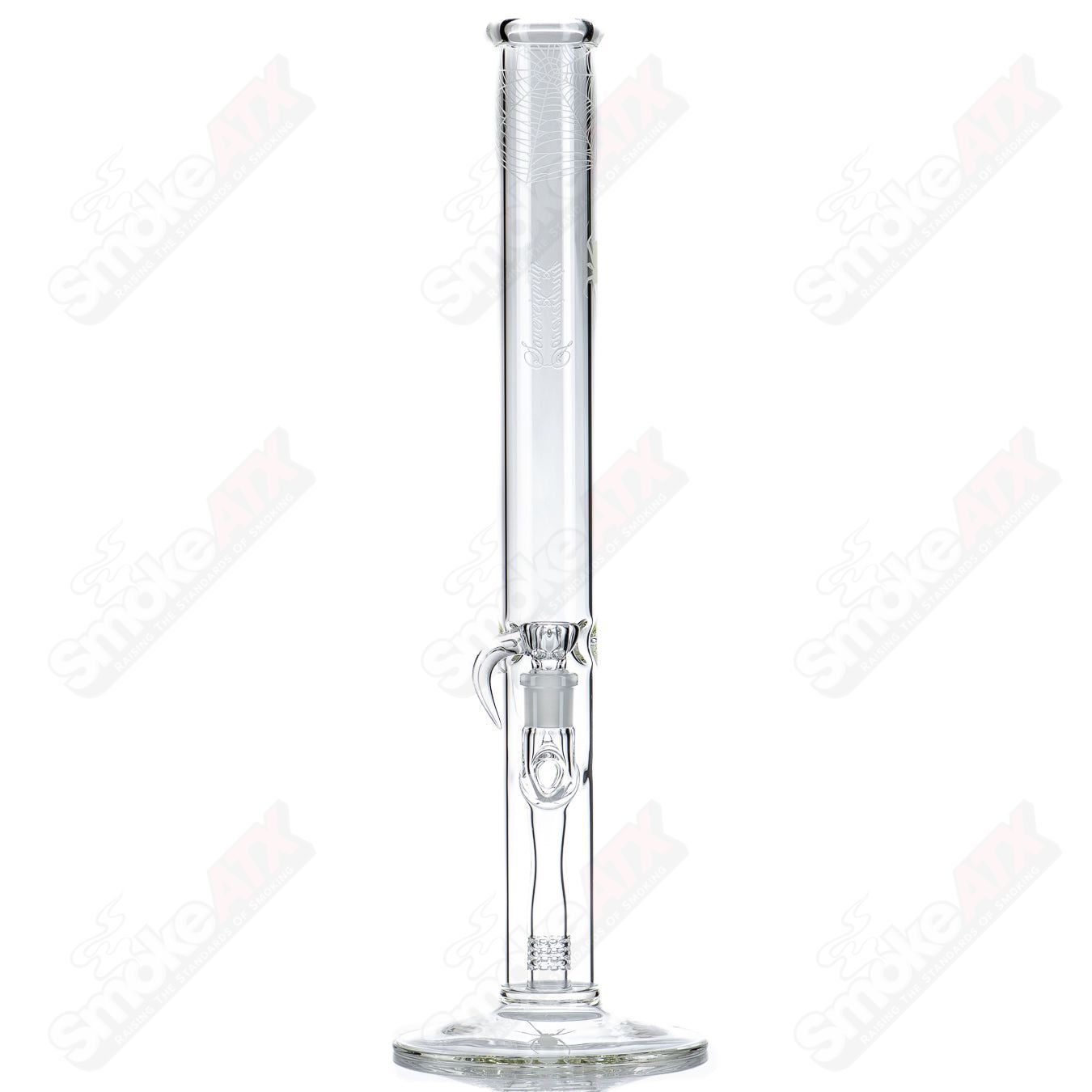 Sovereignty Glass 50x5 fixed 360-degree clear straight tube with Halloween pattern and reduced perc design.