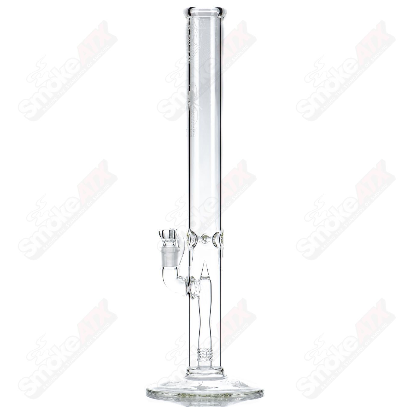 Clear Sovereignty Glass 50x5 fixed 360 straight tube with reduced perc and Halloween pattern design.