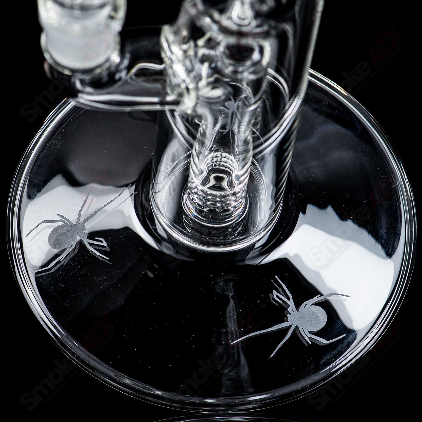 Sovereignty Glass 50x5 fixed 360 clear straight tube with reduced perc and Halloween pattern design.