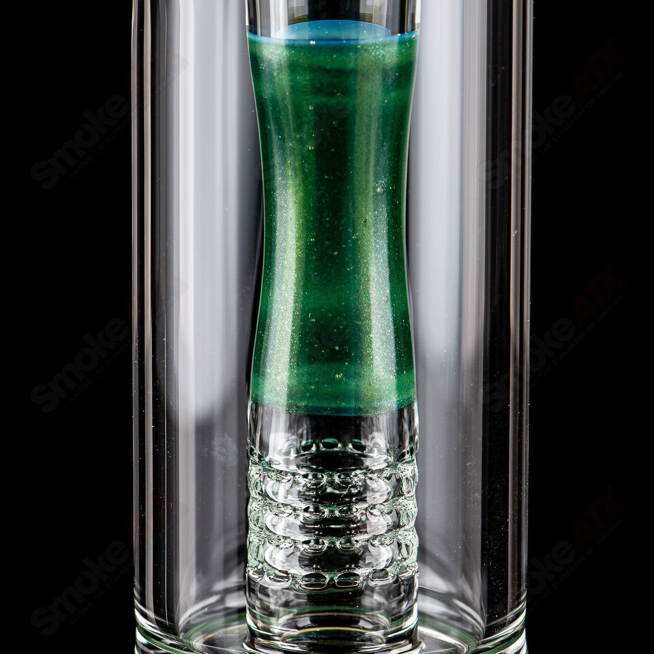 Sovereignty Glass 50x5 Fixed 360 Full Accent straight glass tube with accented perc reduction, featuring colorful design details.