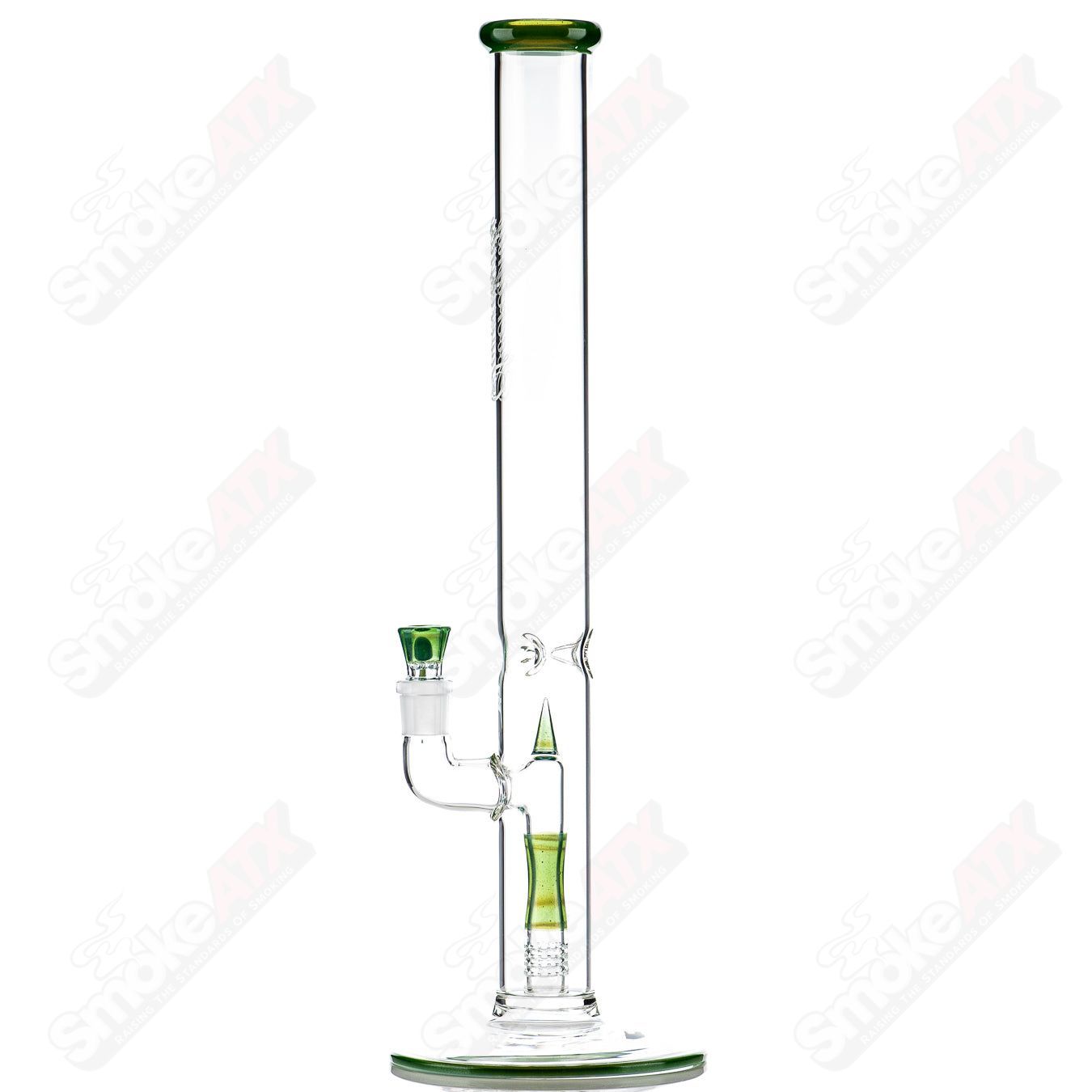 Sovereignty Glass 50x5 fixed 360 full accent straight tube with accented perc reduction for smooth filtration.