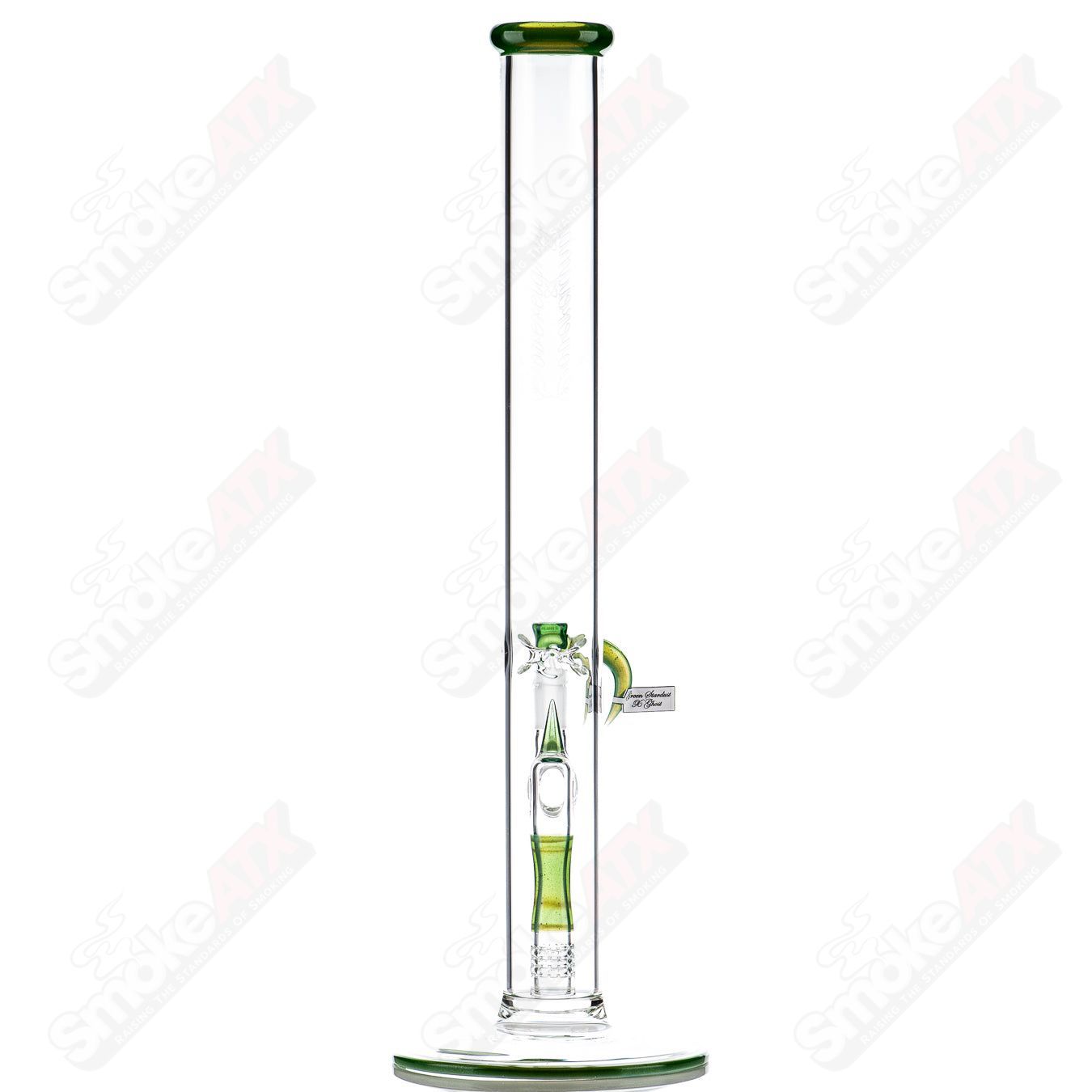 Sovereignty Glass 50x5 fixed 360 full accent straight tube with accented perc reduction, clear glass smoking pipe.