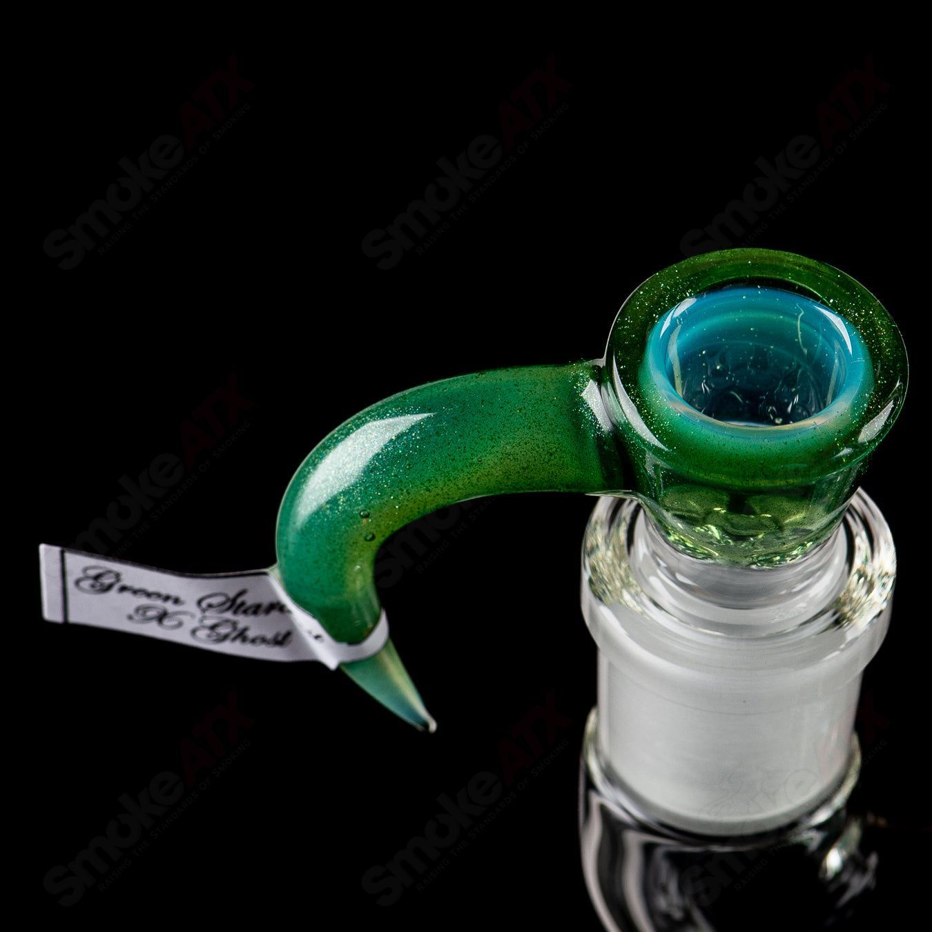 Sovereignty Glass 50x5 fixed 360 full accent straight tube with accented perc reduction, showcasing clear glass design.