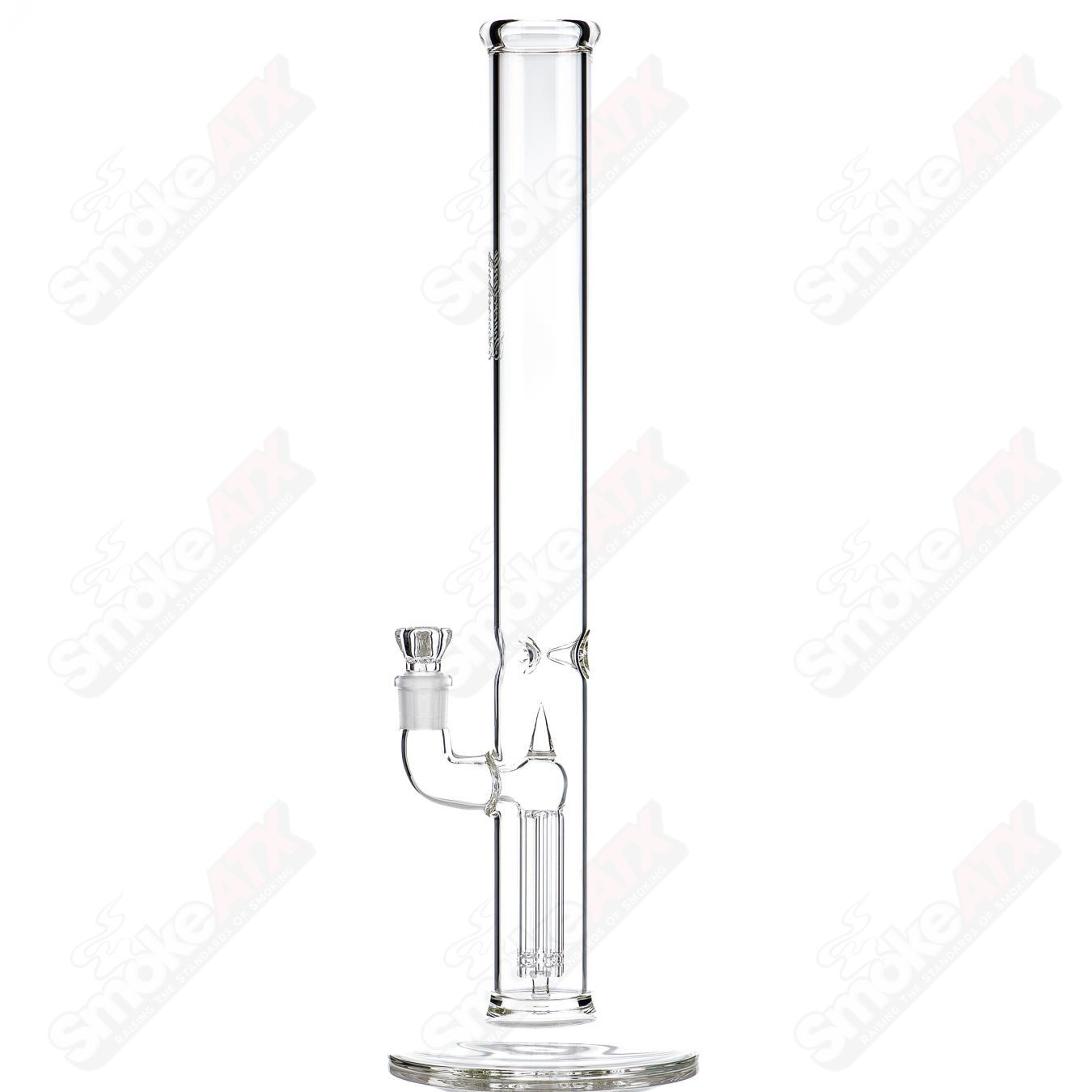 Sovereignty Glass 50x5 fixed 4-arm straight glass tube for smoking or vaporizing, clear and durable with precise construction.